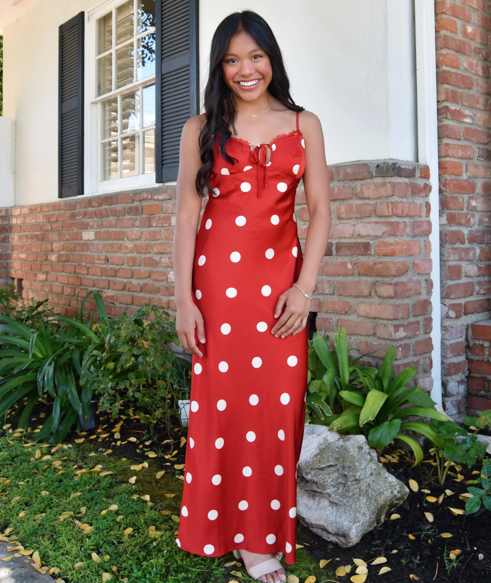 8apart Women Cherry Red Polka Dot Maxi Dress - Image 2