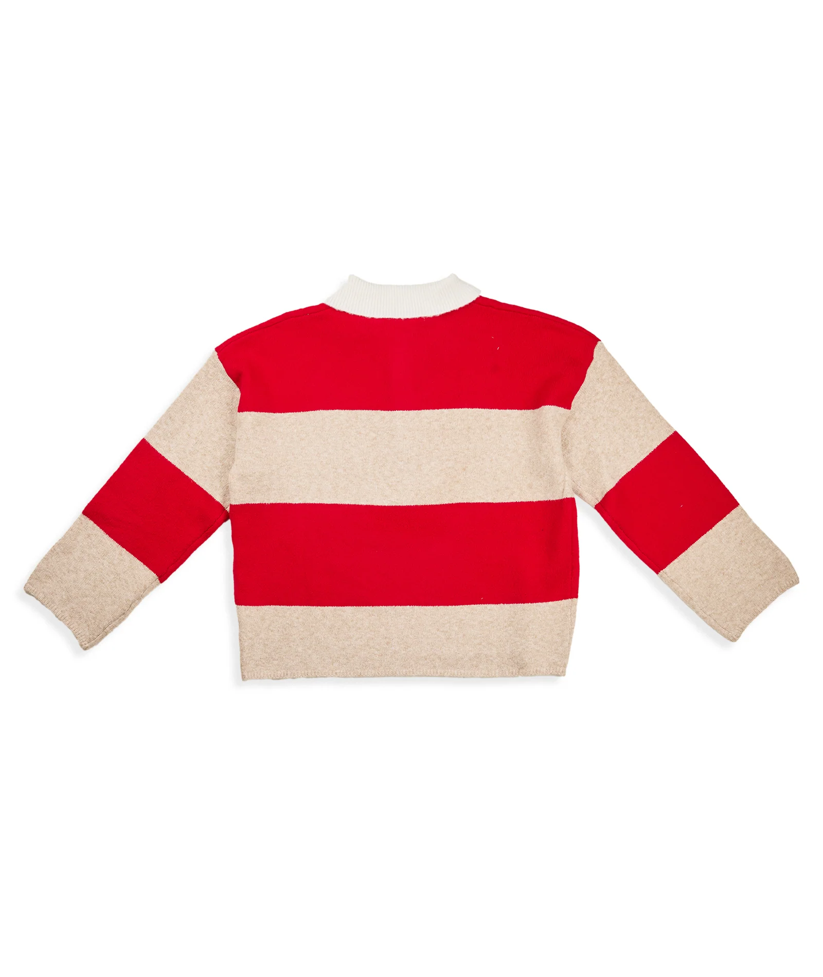 8apart Women Cooper Striped Polo Sweater Taupe/Red - Image 2
