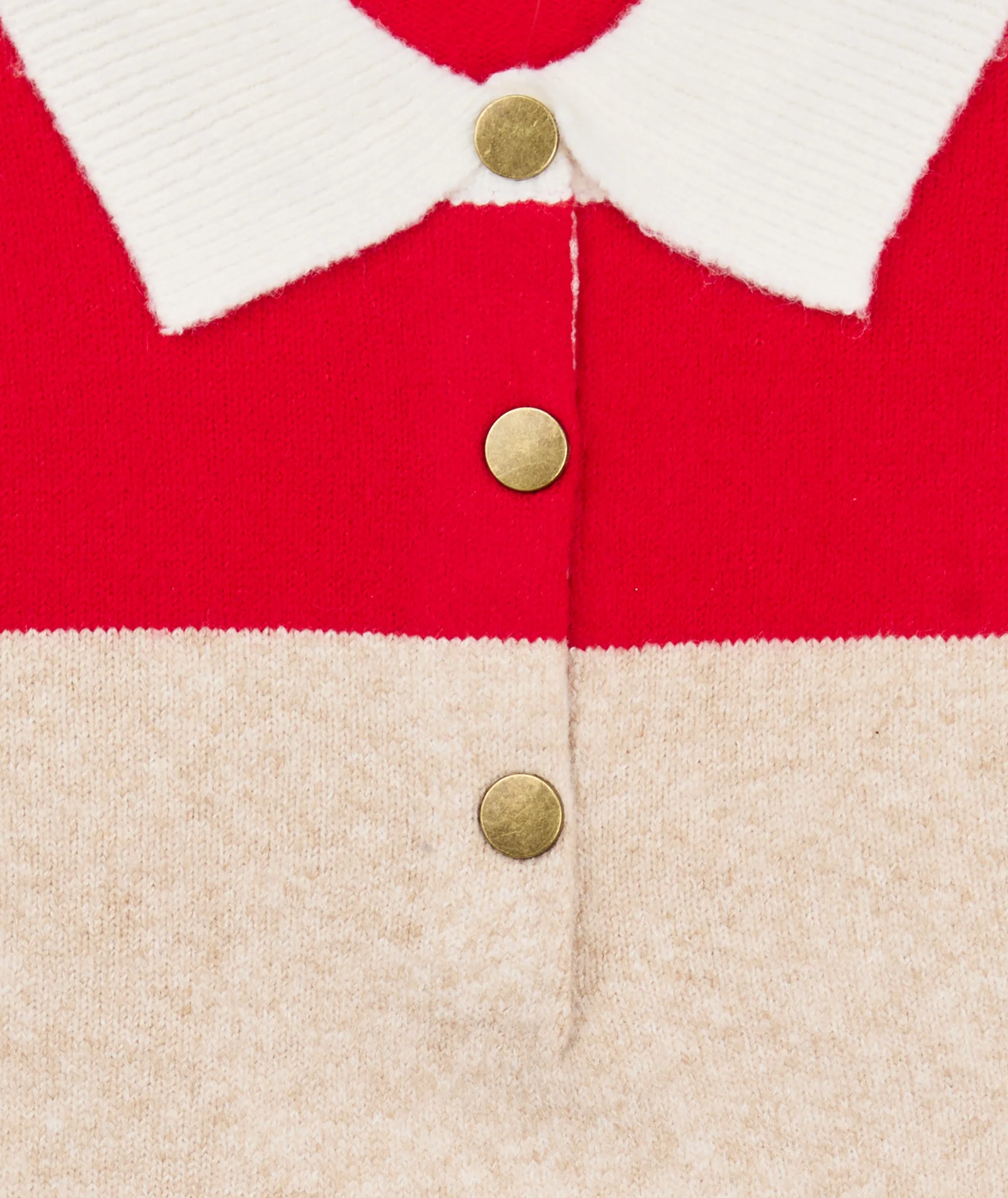 8apart Women Cooper Striped Polo Sweater Taupe/Red - Image 3