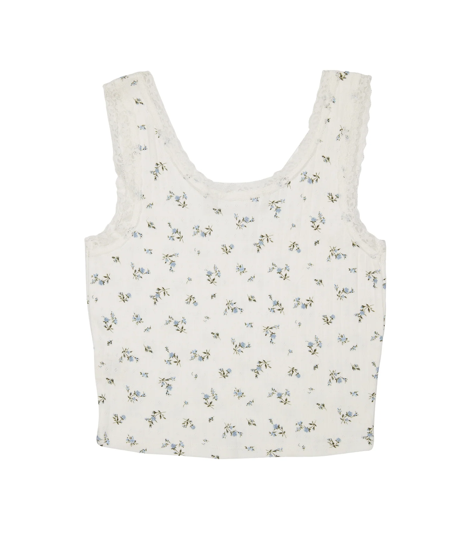 8apart Women Hayes Blue Floral Pointelle Lace Trim Cami - Image 5