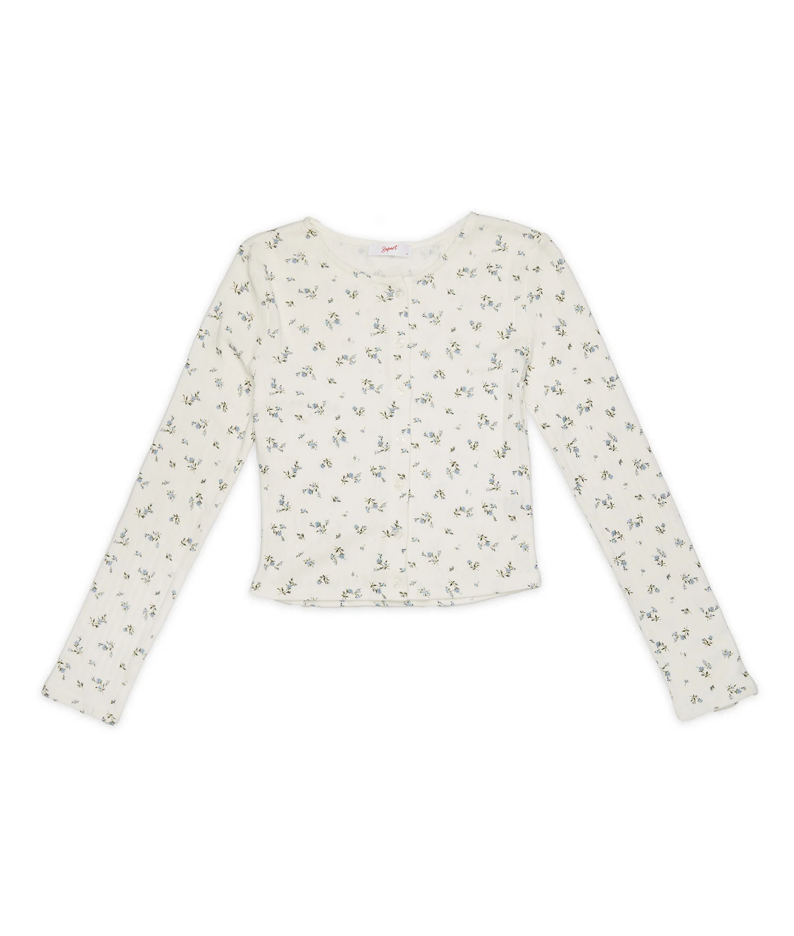 8apart Women Hayes Blue Floral Pointelle Button Down Cardigan - Image 5