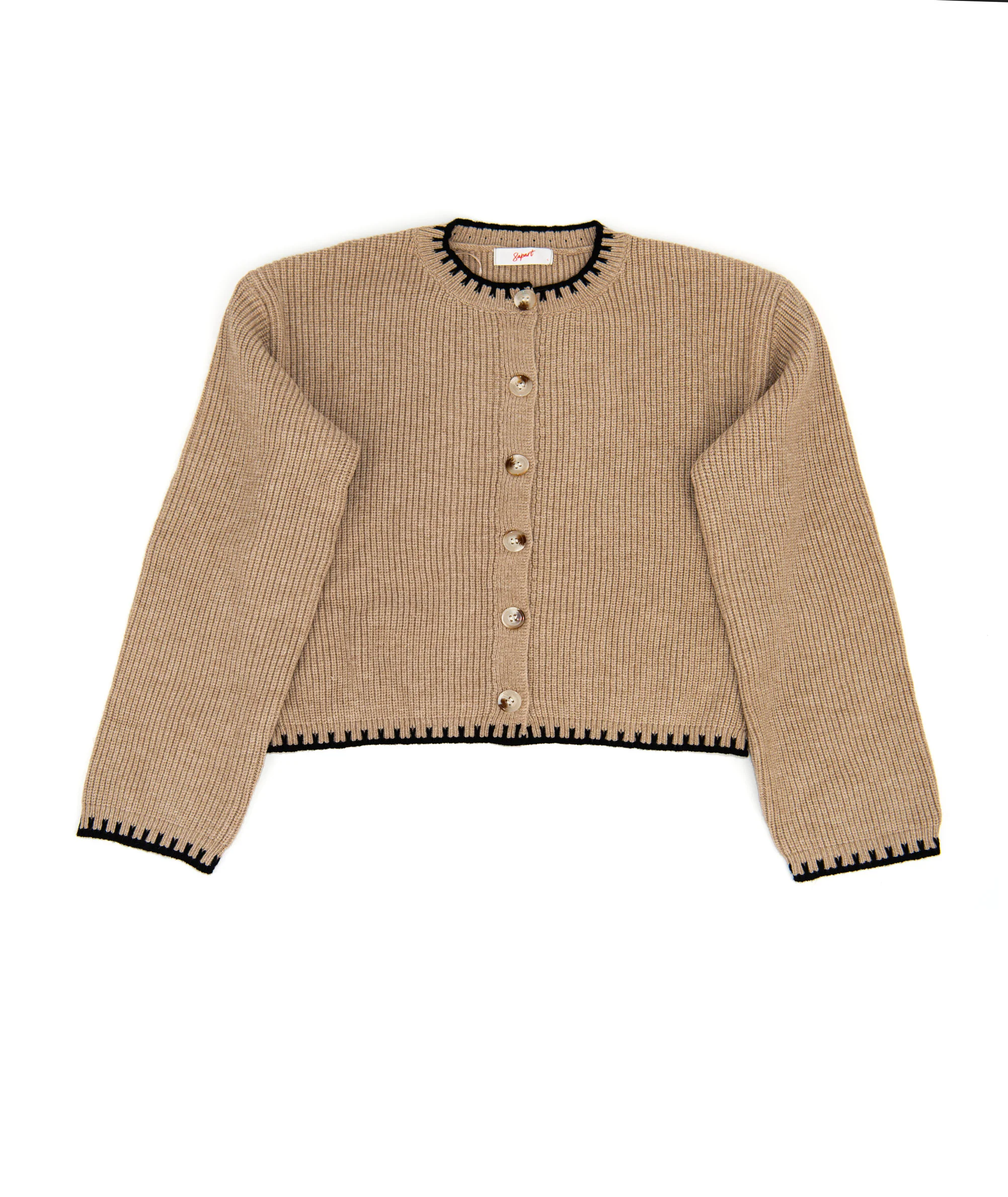 8apart Women Jannie Taupe/Black Cardigan Sweater - Image 5