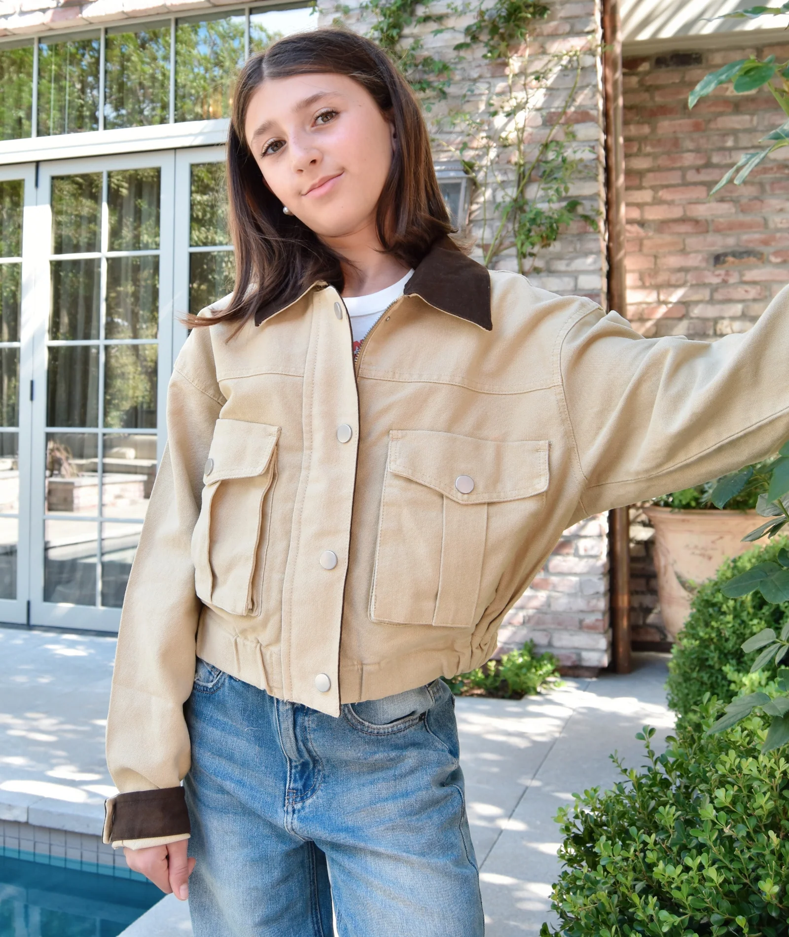 8apart Women Korey Cropped Khaki Jacket - Image 2
