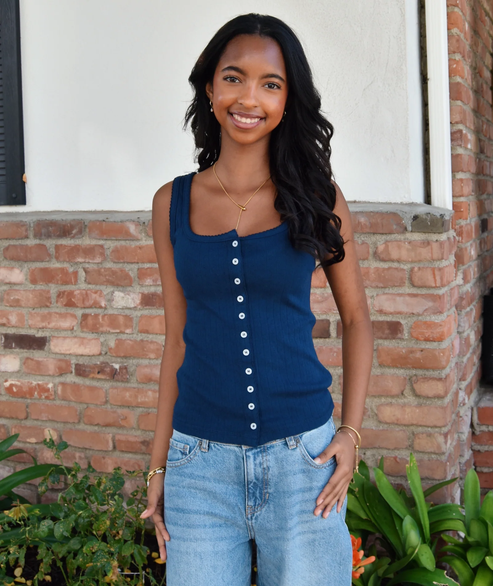 8apart Women Paxton Pointelle Button Down Tank - Image 2