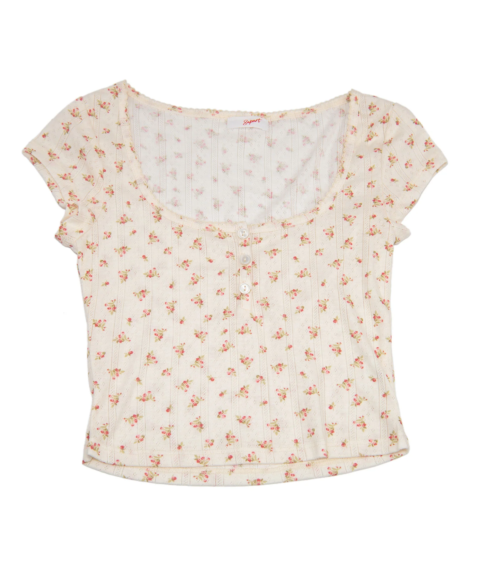8apart Women Tommie Red Floral Baby Tee - Image 3