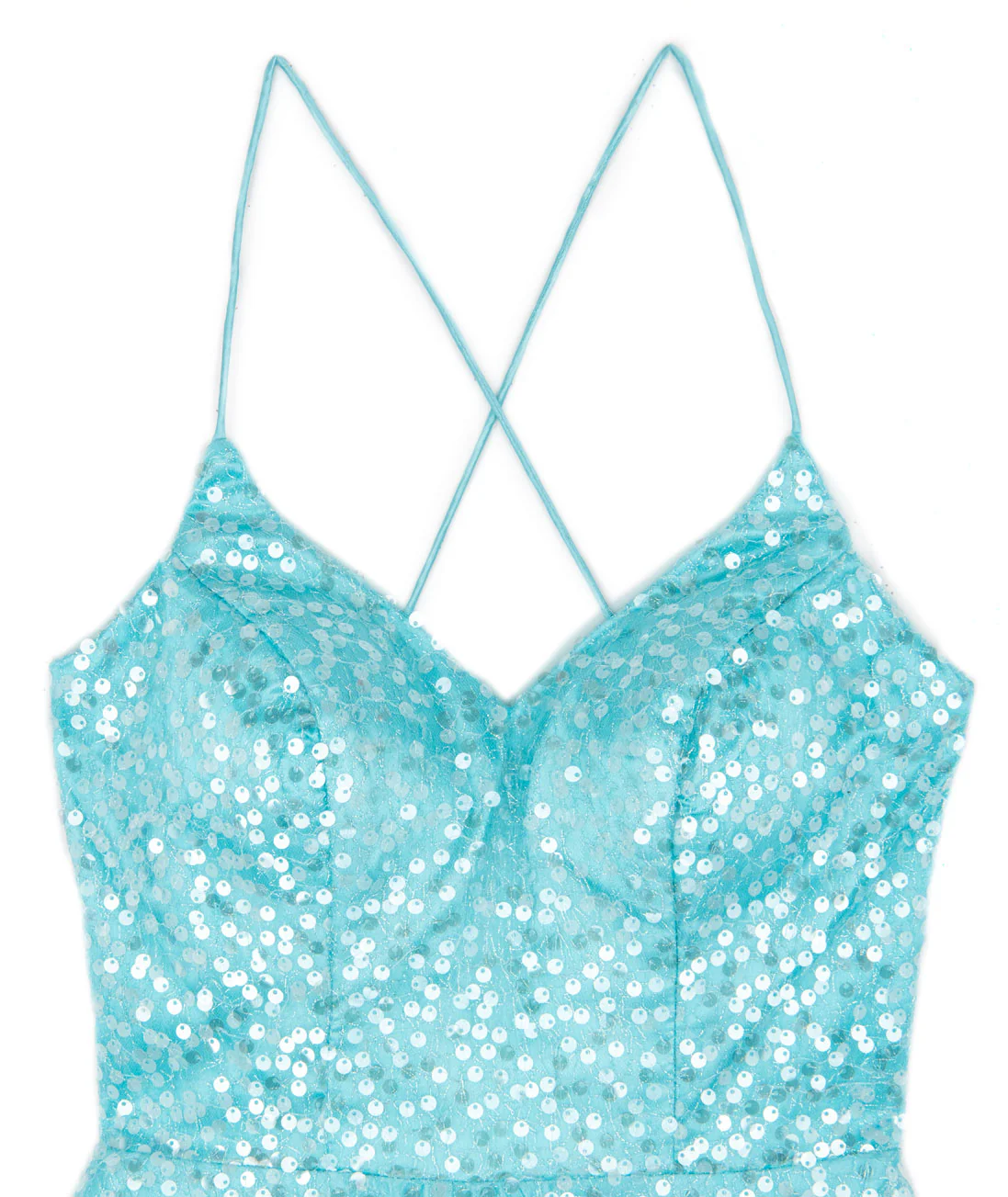 Alyce Women Baby Blue Sequin Lace Up Dress - Image 3