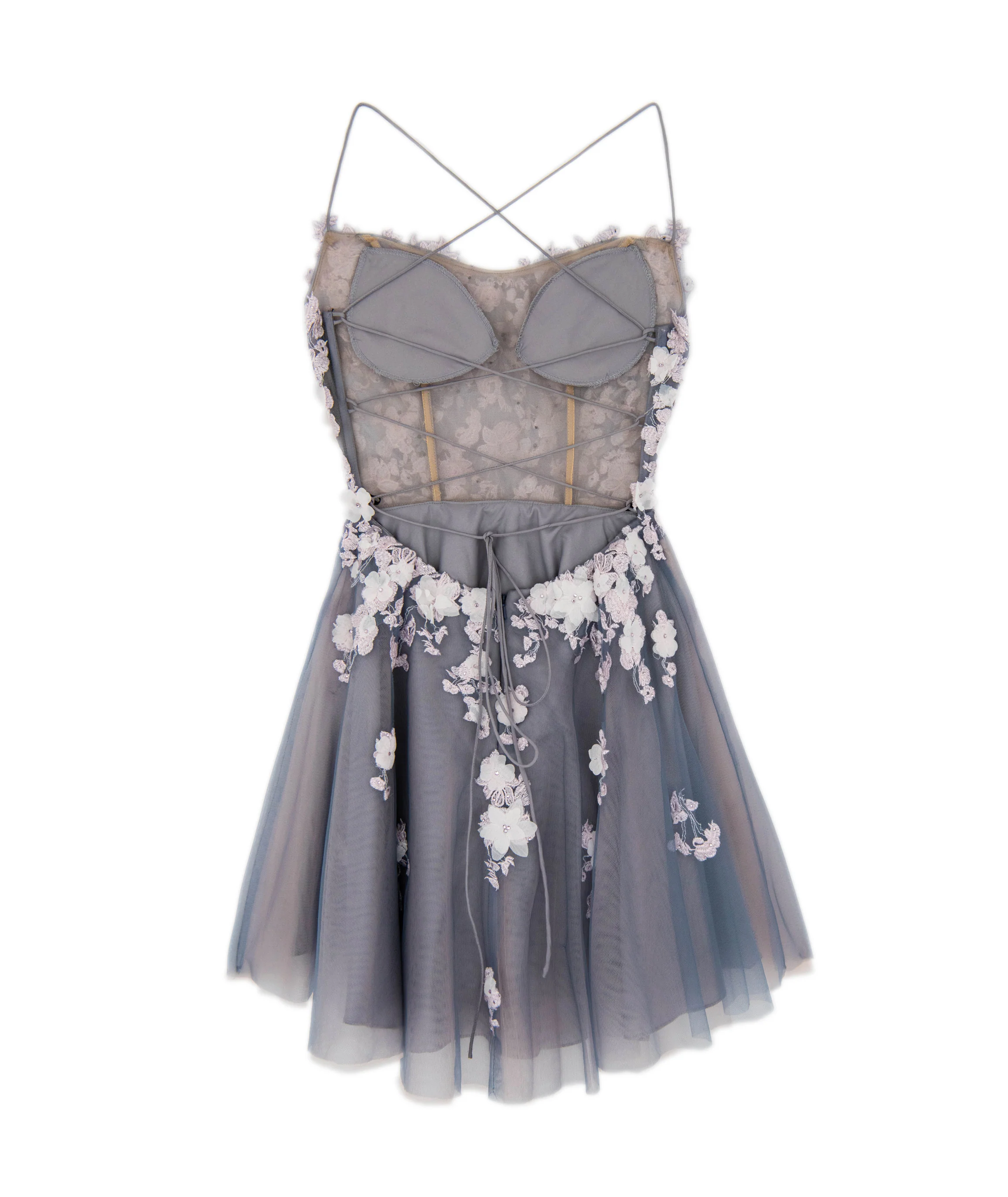 Alyce Women Grey Penelope Floral Tulle Dress - Image 3