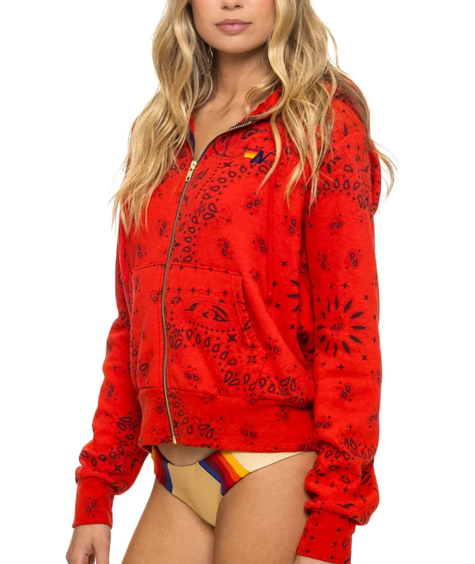Aviator Nation Women Bandana Zip Hoodie - Image 5