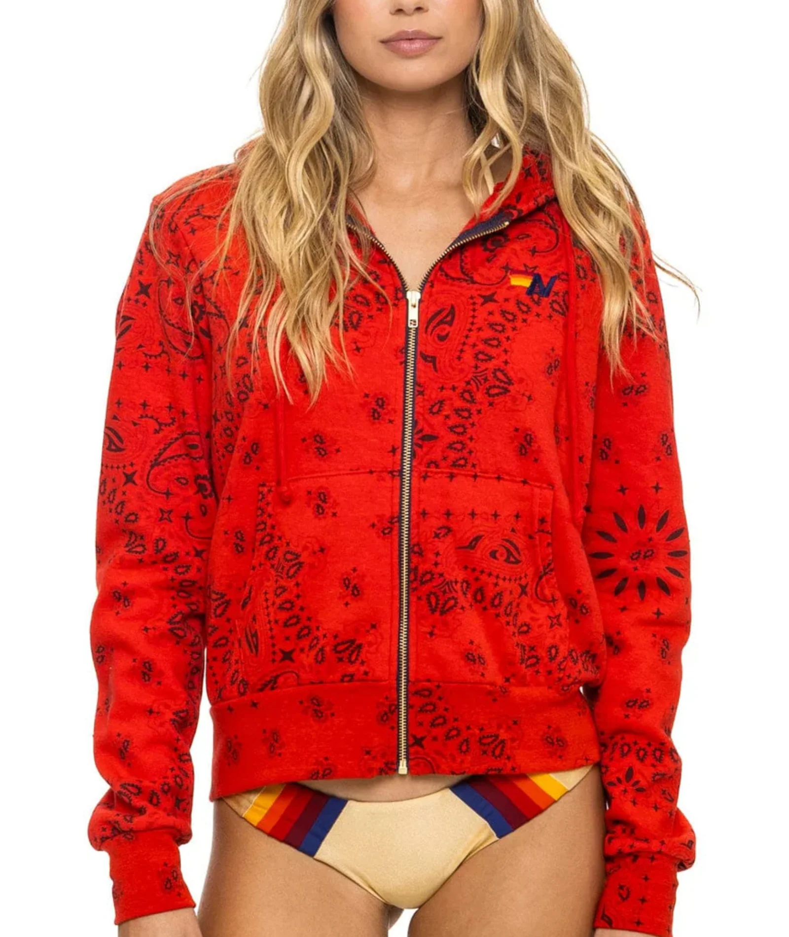 Aviator Nation Women Bandana Zip Hoodie - Image 6