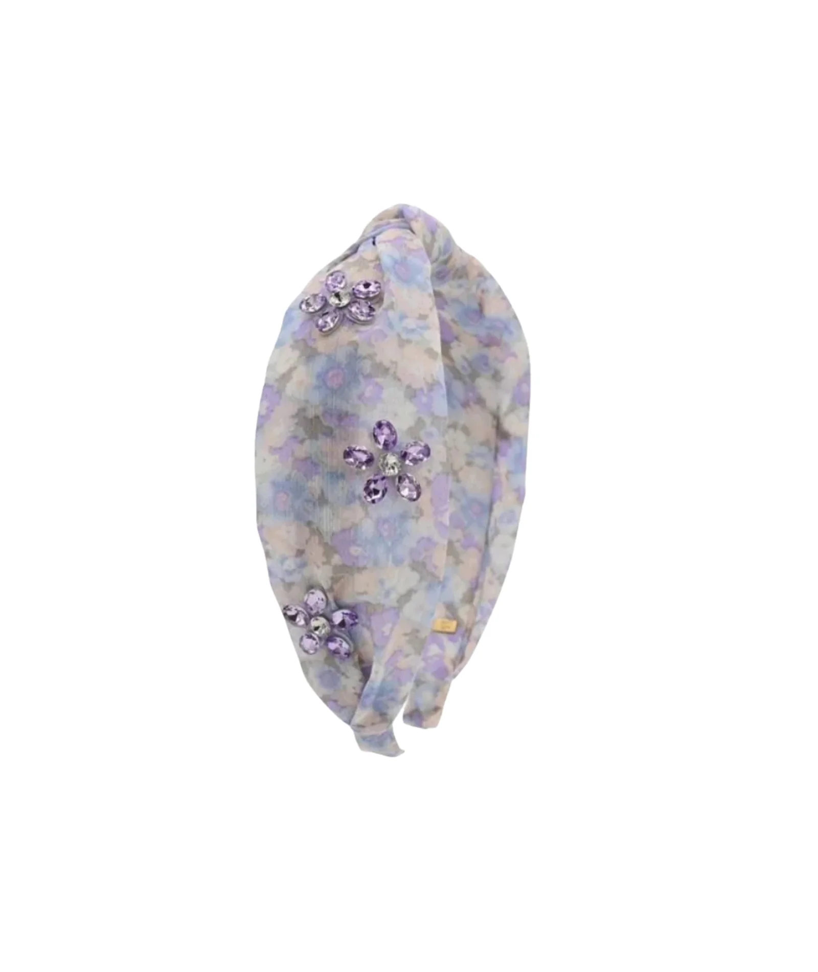 Bari Lynn Knot Headband Floral Print Flower Jewels - Image 2