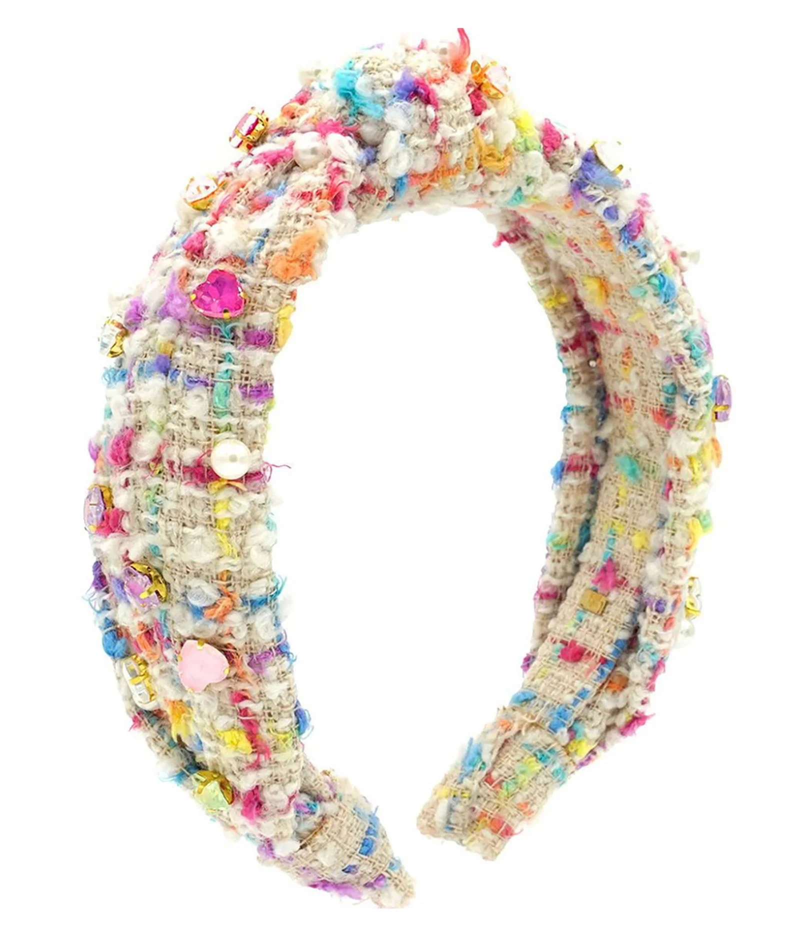 Bari Lynn Knot Headband Jewelled Hearts and Stars Tweed - Image 3