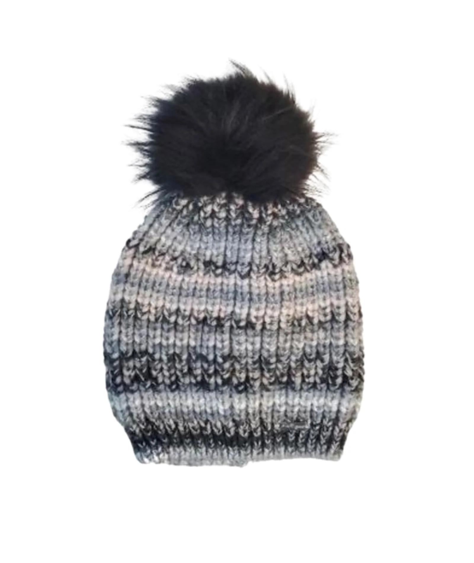 Striped Winter Hat Grey/Black Women