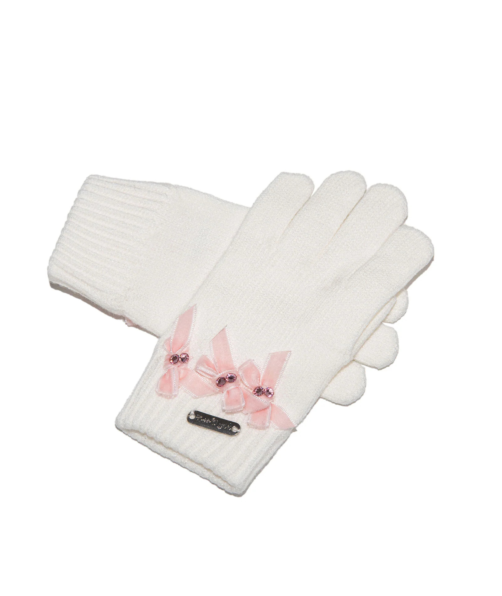 Bari Lynn Velour Bows Winter Gloves - Image 3