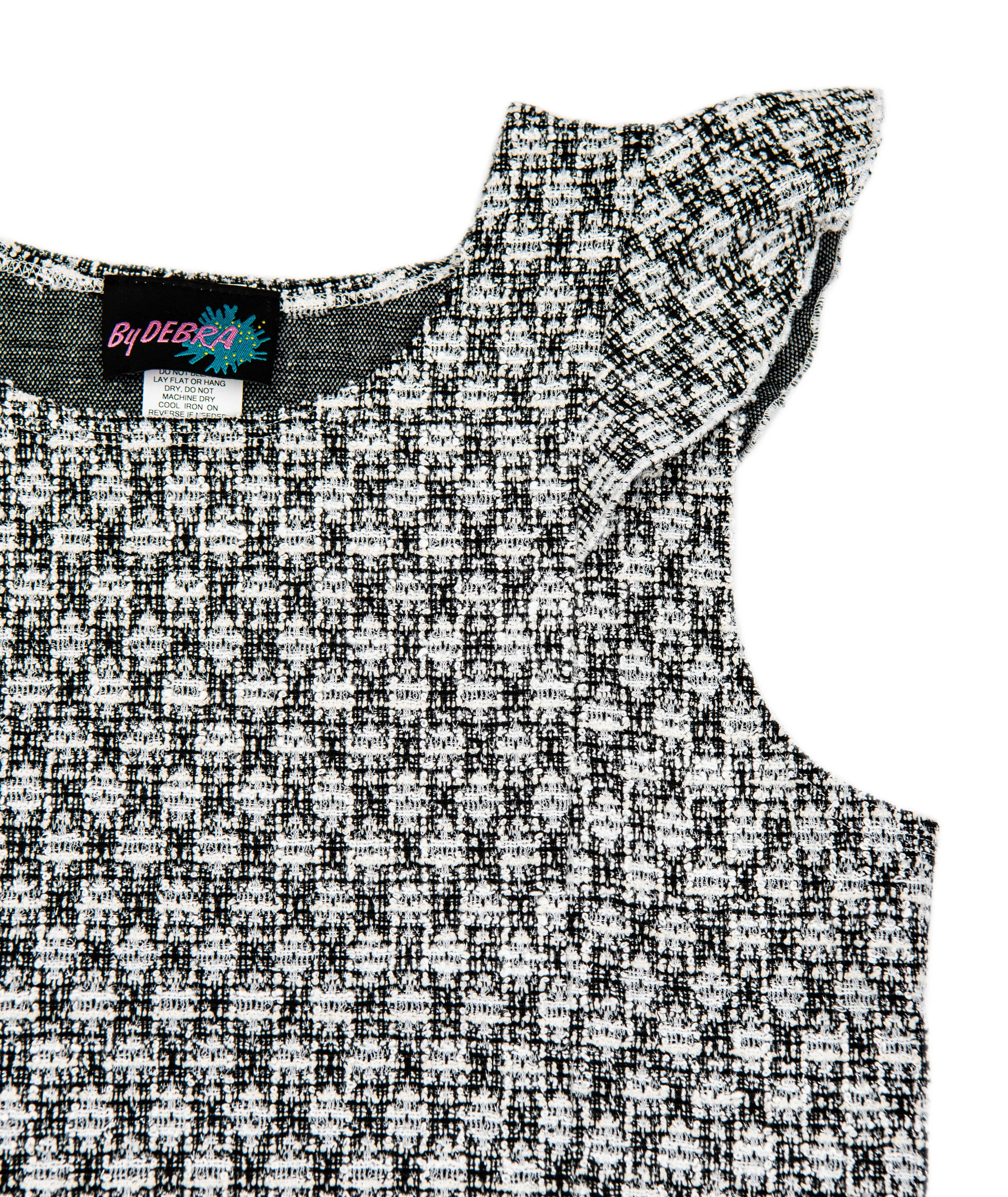 By Debra Girls Leah Black/White Boucle Flutter Sleeve Top - Image 3
