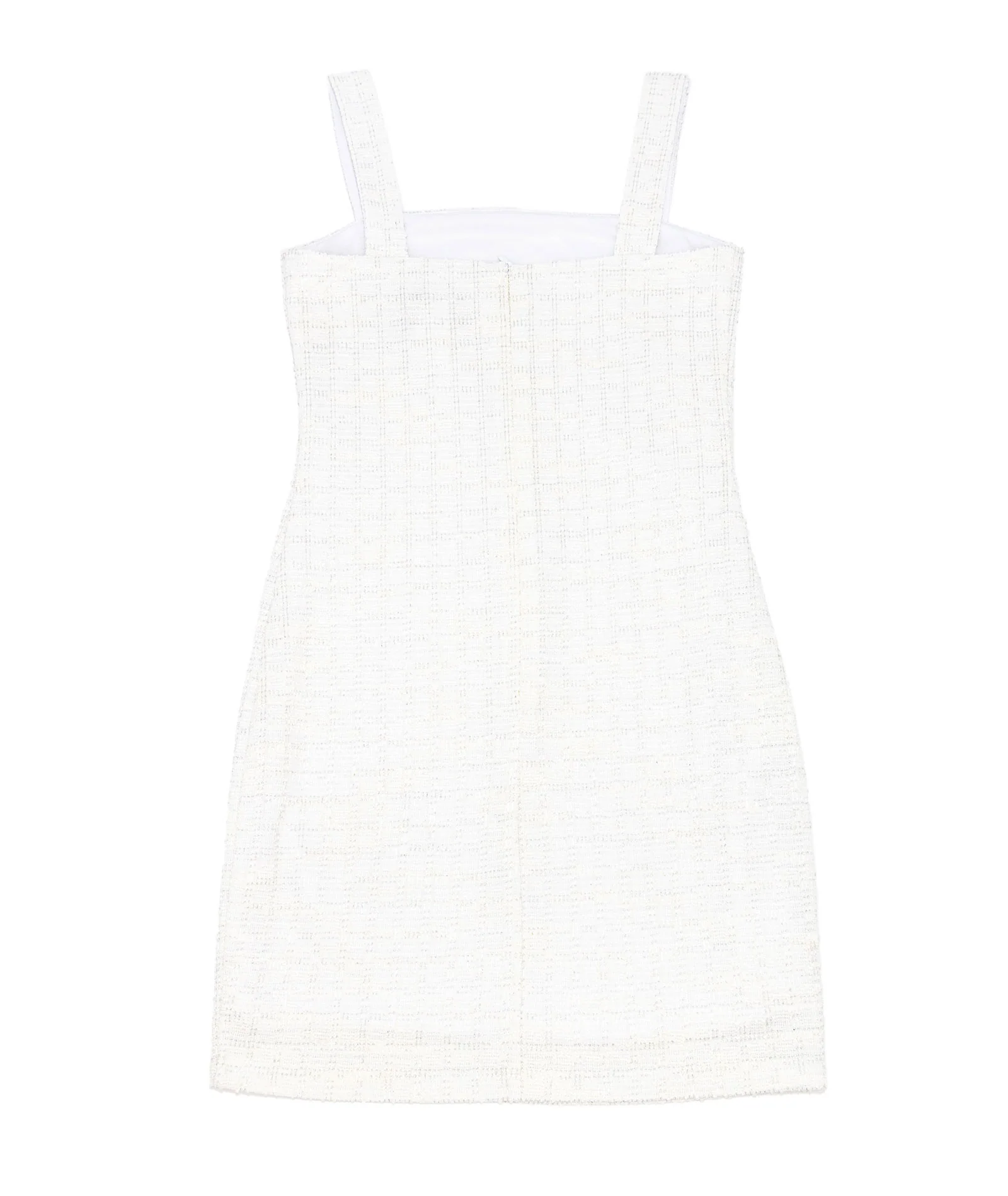 By Debra Girls Cara White/Silver Boucle Straight Strap Dress - Image 2