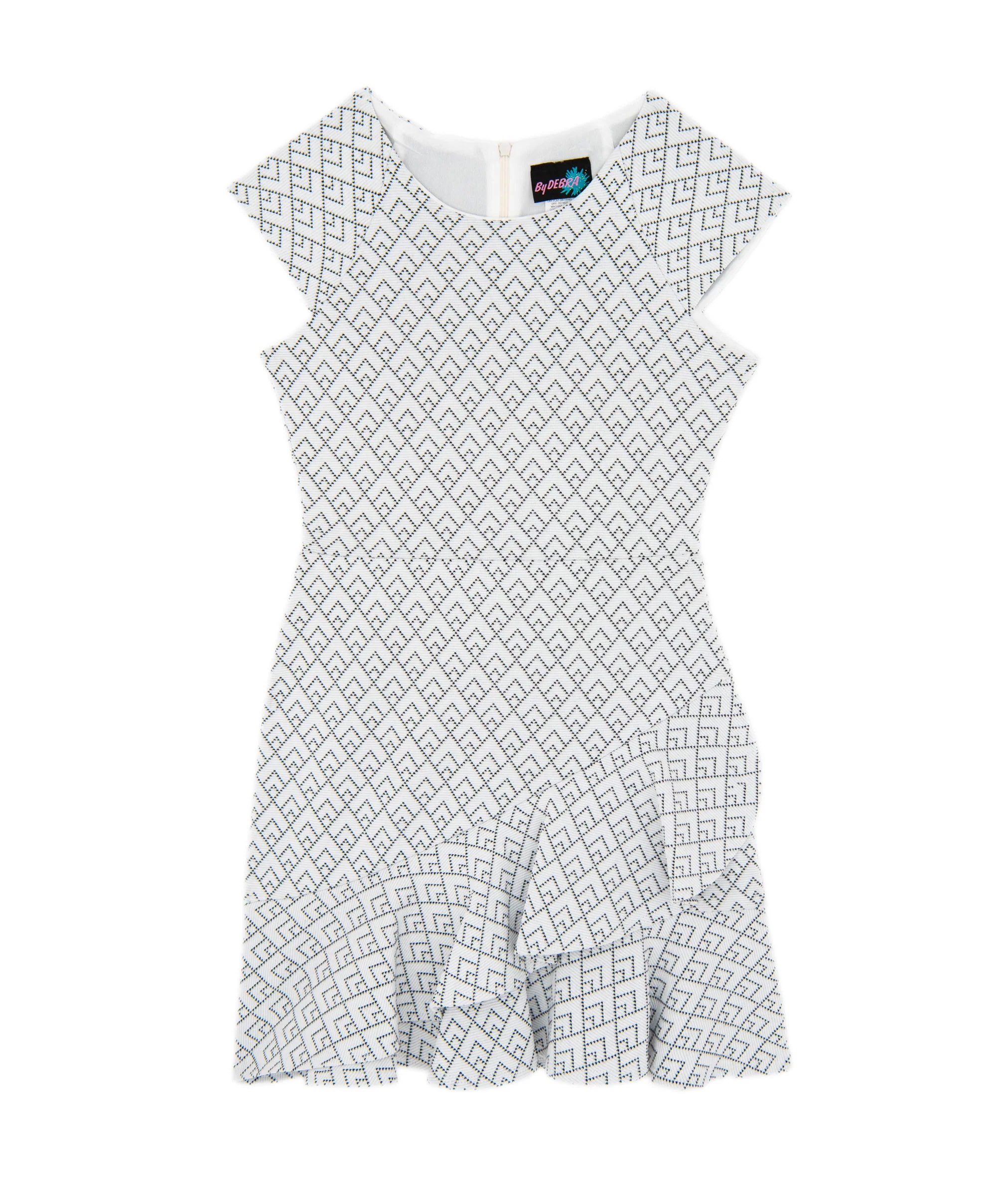 By Debra Girls Kate Ivory/Black Slanted Ruffle Dress - Image 3