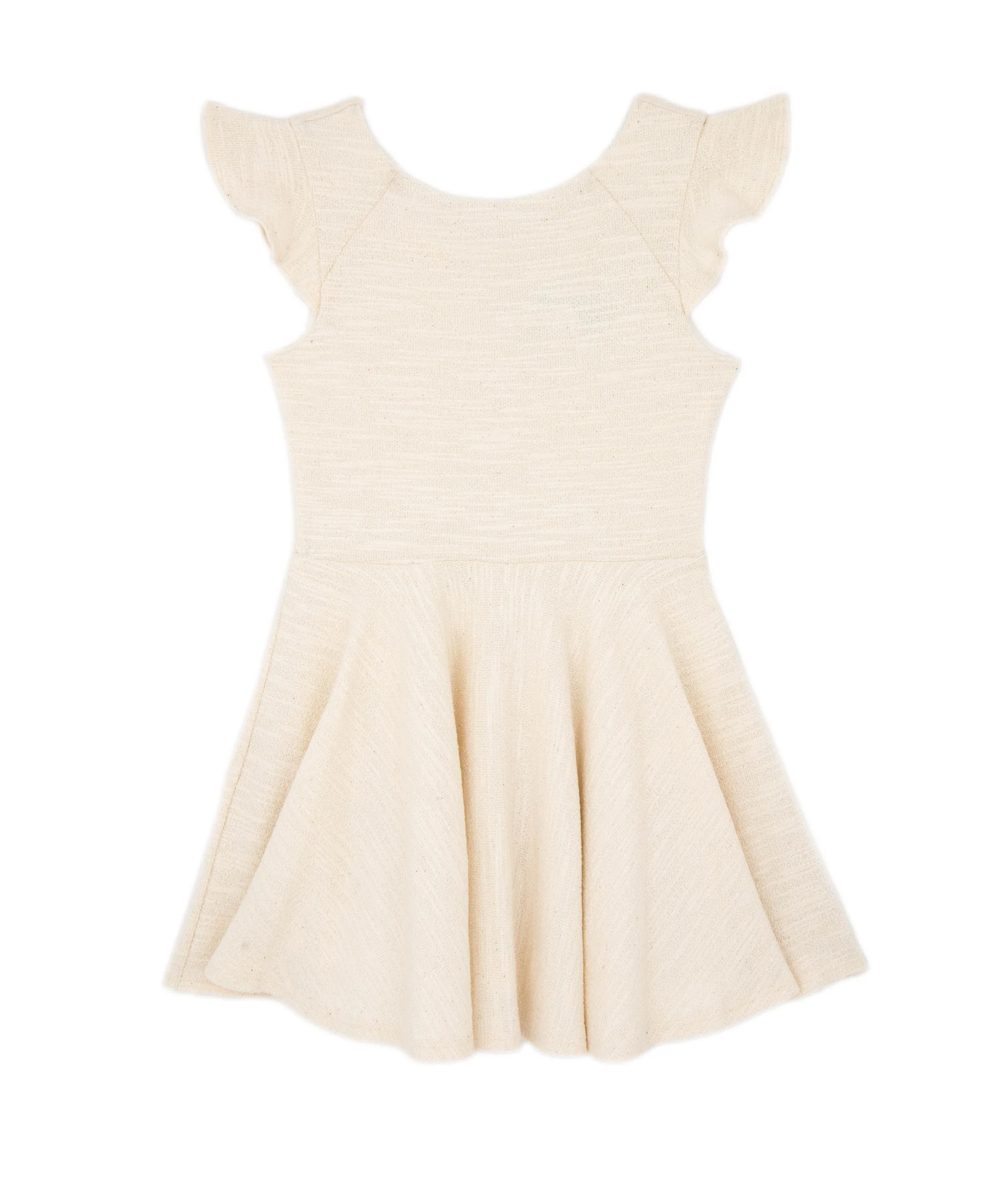 By Debra Girls Nadine Ivory Boucle Flutter Sleeve Fit and Flare Dress - Image 3
