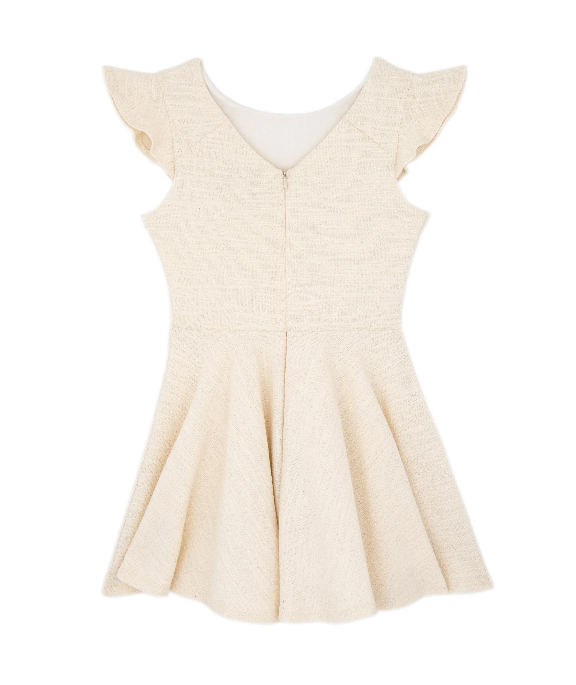 By Debra Girls Nadine Ivory Boucle Flutter Sleeve Fit and Flare Dress - Image 4