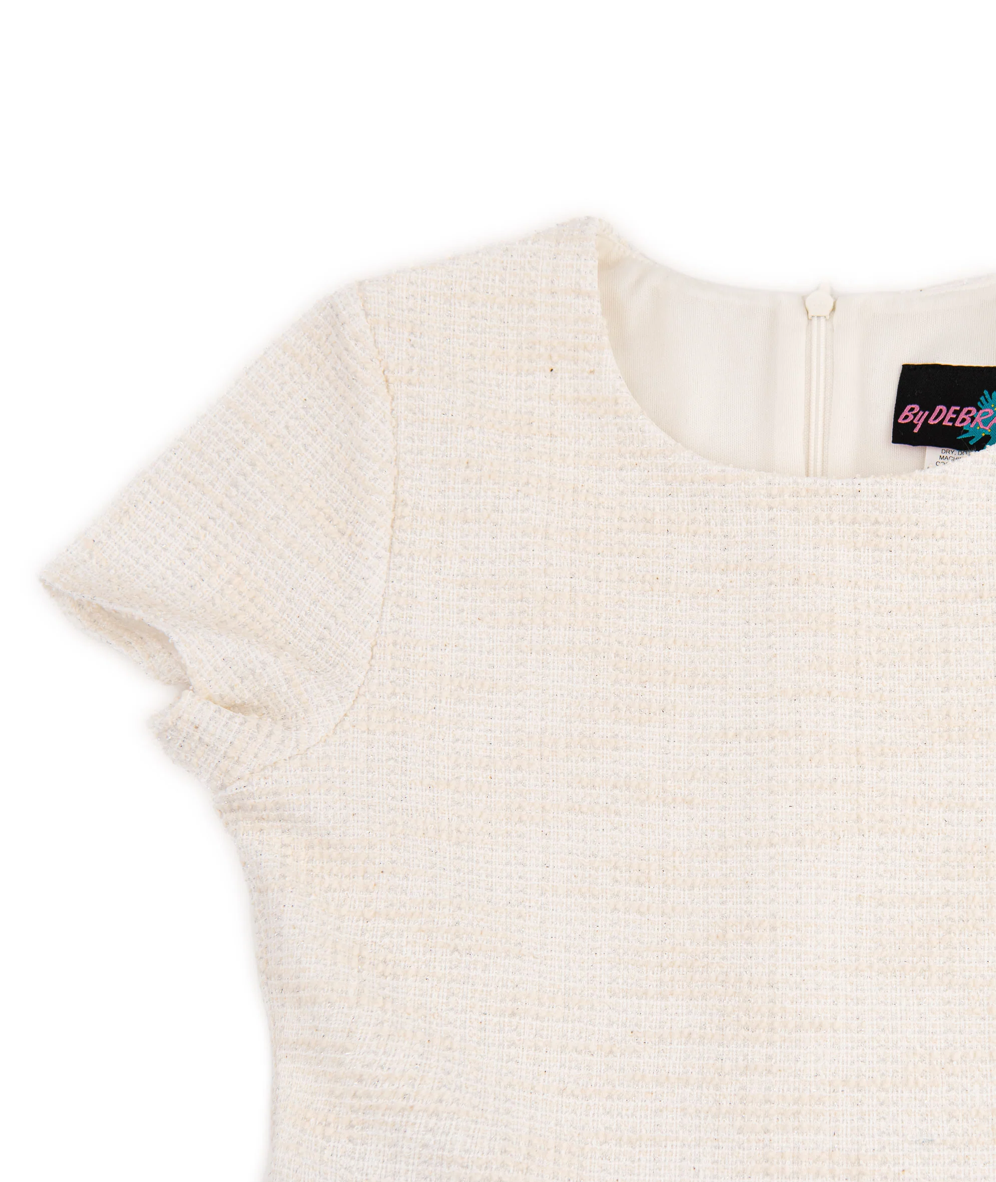 By Debra Girls Lou Ivory Boucle Short Sleeve Striped Bottom Dress - Image 3