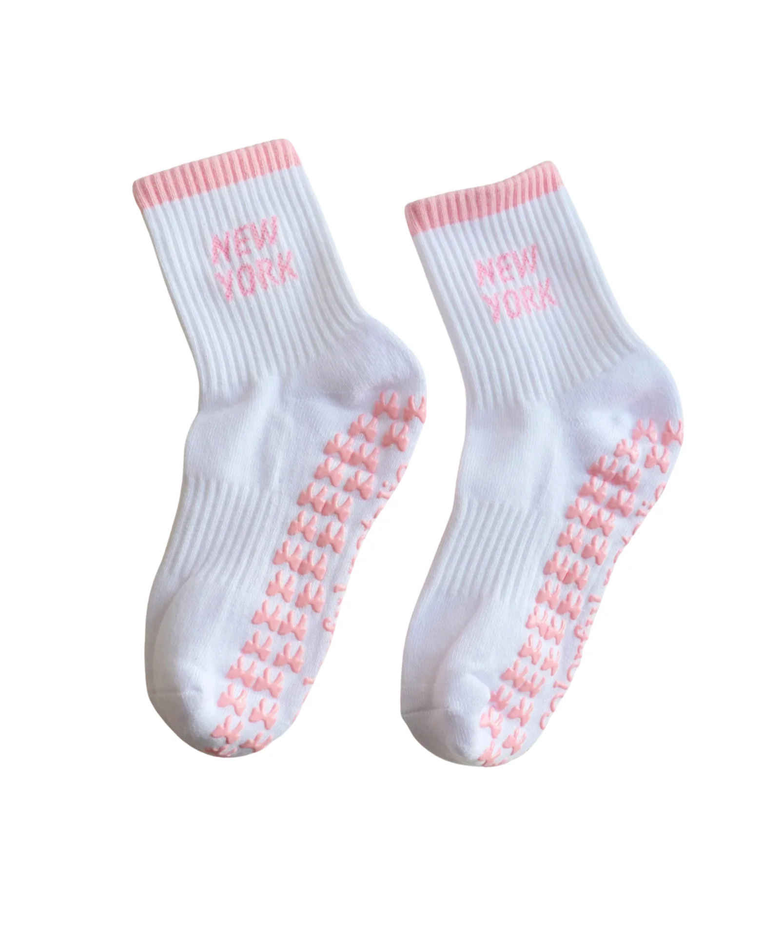 Colorful Natalie New York Pink Bow Grip Socks - Image 2