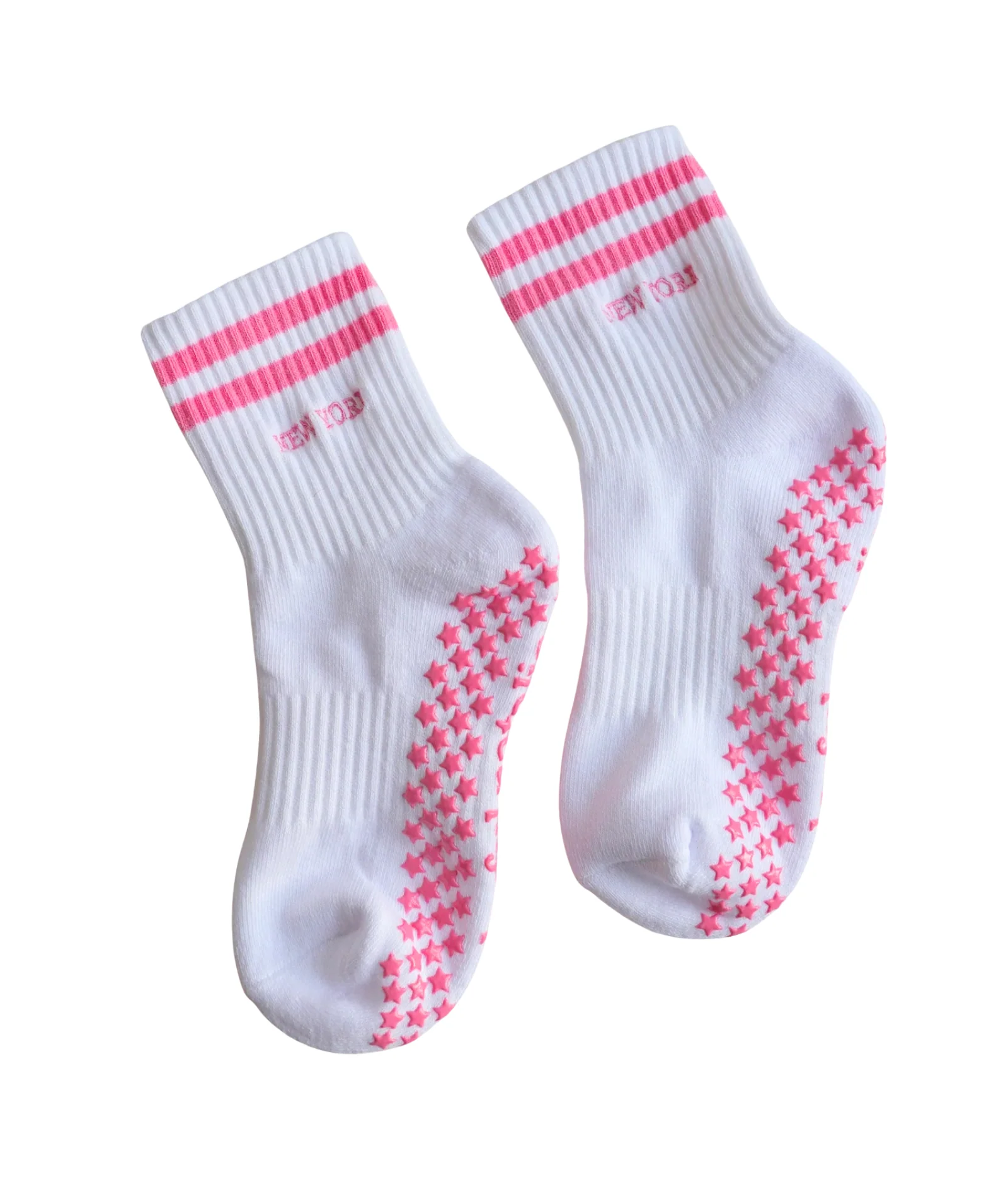 Colorful Natalie New York Pink Stripe Grip Socks - Image 2