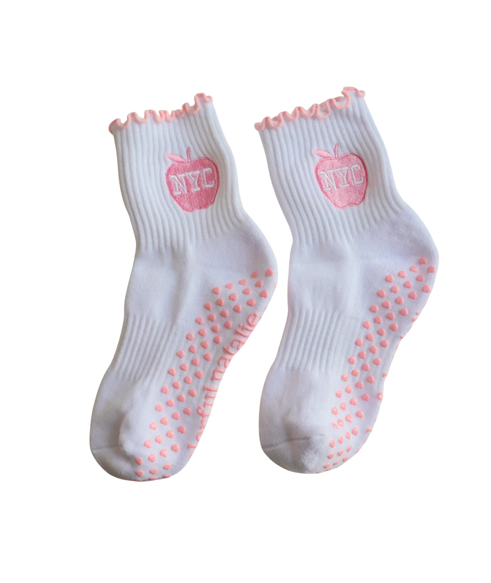 Colorful Natalie NYC Pink Apple Grip Socks - Image 2