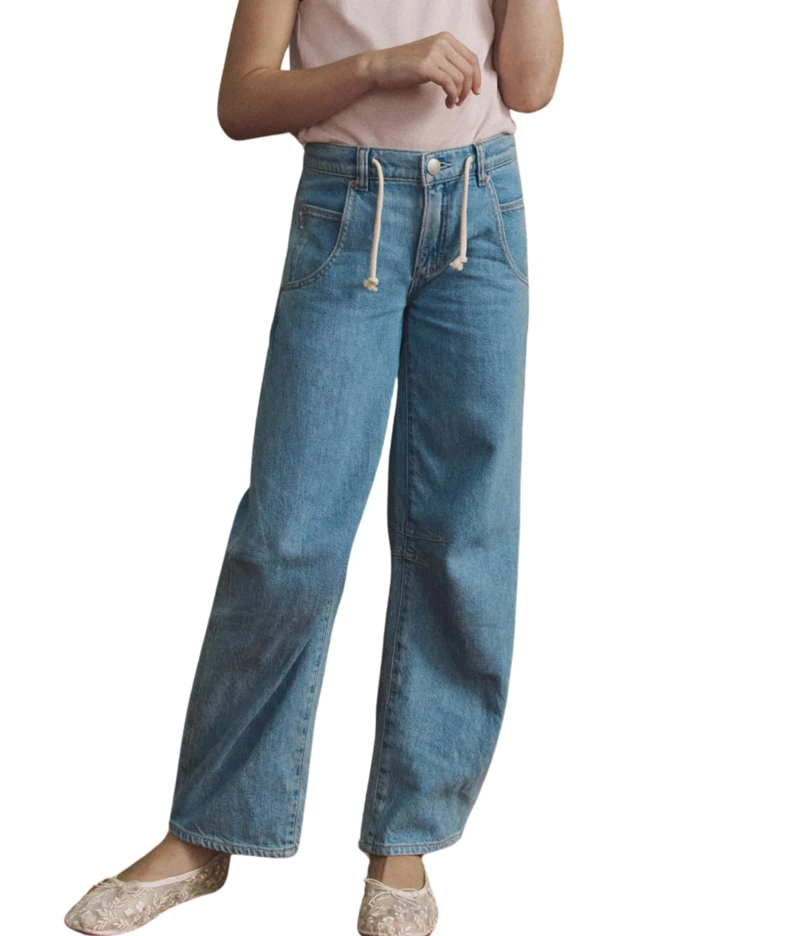 DL1961 Girls Lilia Beachwave Aura Drawcord Barrel Leg Jeans - Image 5