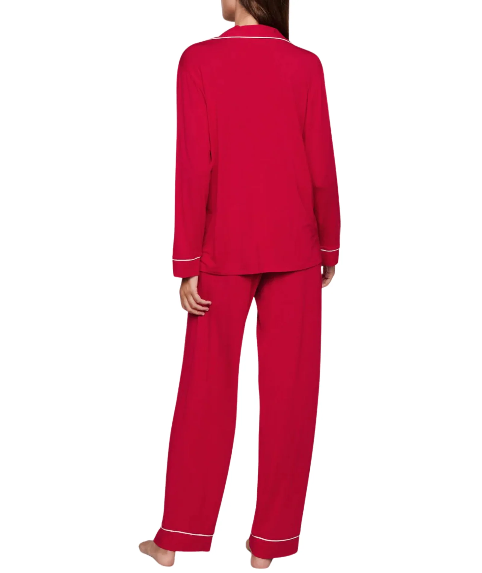 Eberjey Women Gisele Long PJ Set Red/Ivory With Ribbon - Image 5