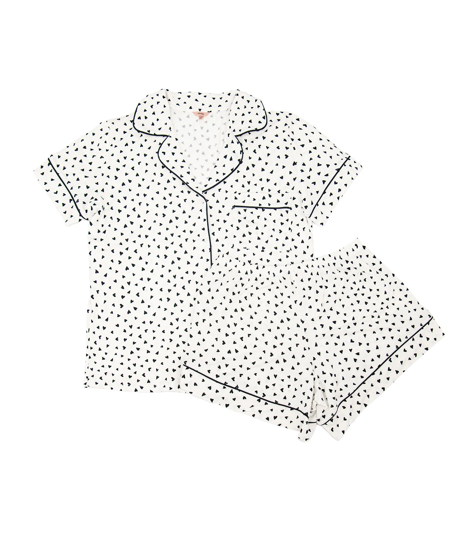 Eberjey Women Gisele Printed Relaxed Short PJ Set Heart to Heart Black - Image 4