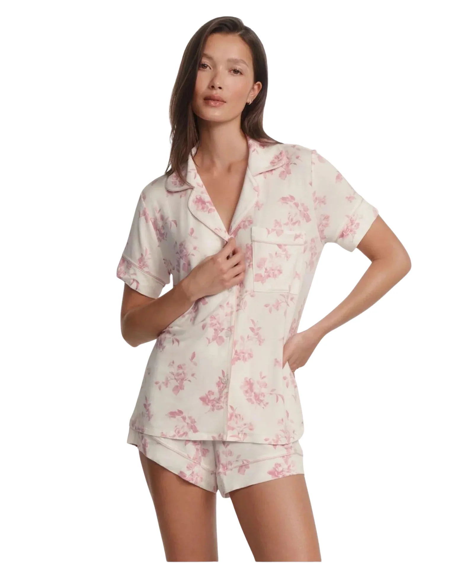 Eberjey Women Gisele Relaxed Shorts Pink Rose Garden Cameo - Image 2