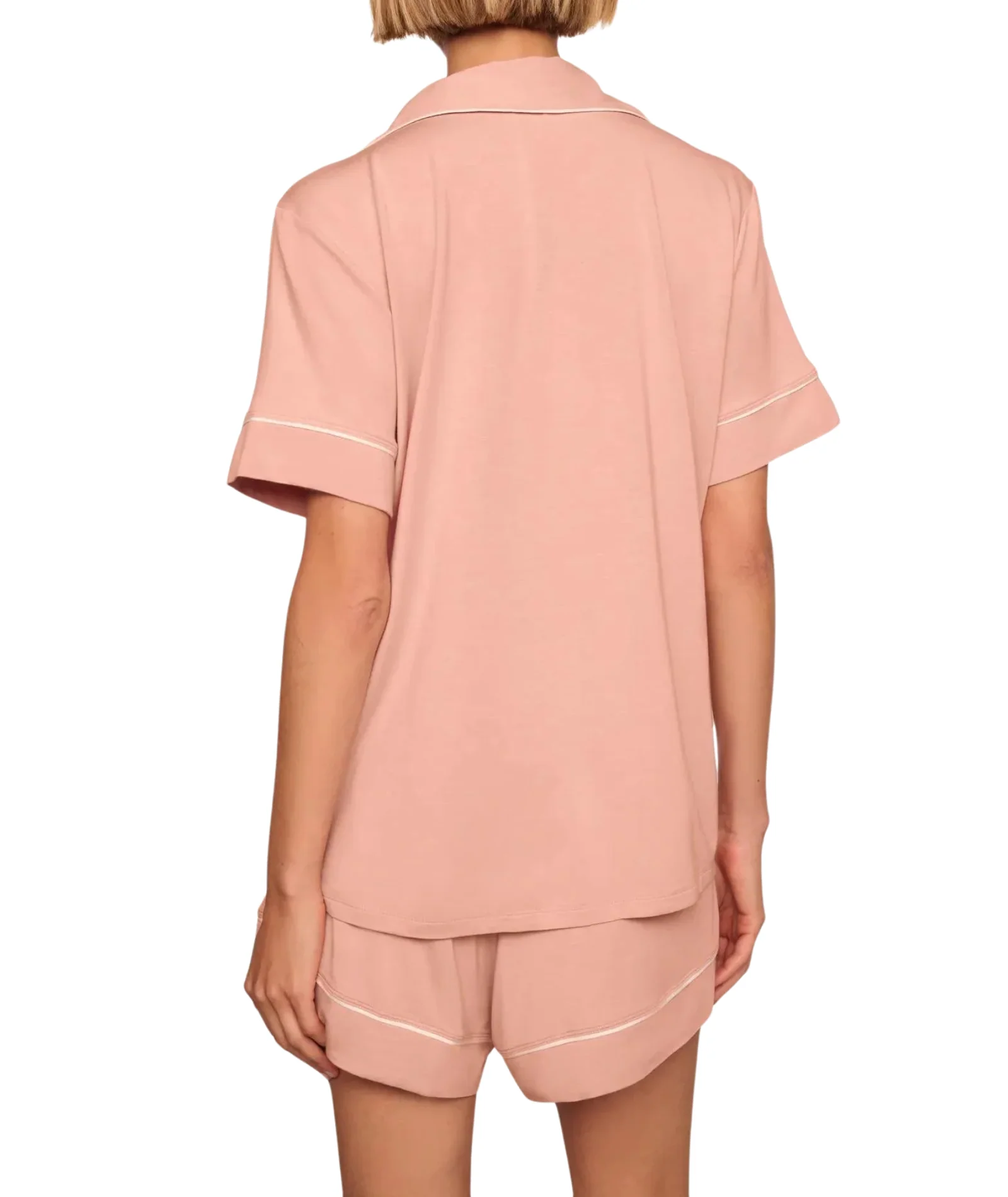 Eberjey Women Gisele Relaxed Short PJ Set Velvet Pink/Ivory - Image 3