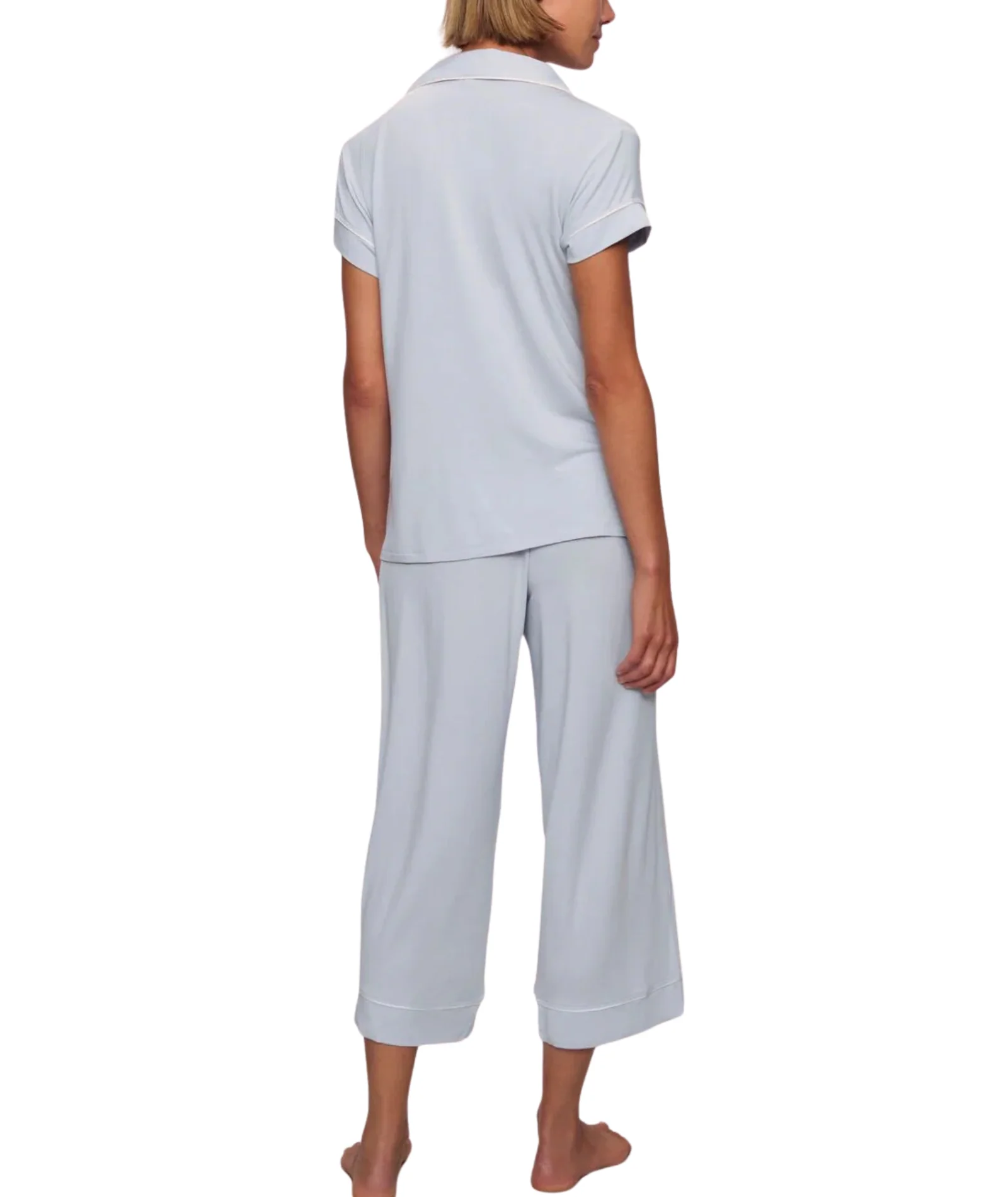 Eberjey Women Gisele Short Sleeve Crop Pants PJ Set Slate Blue/Ivory - Image 3