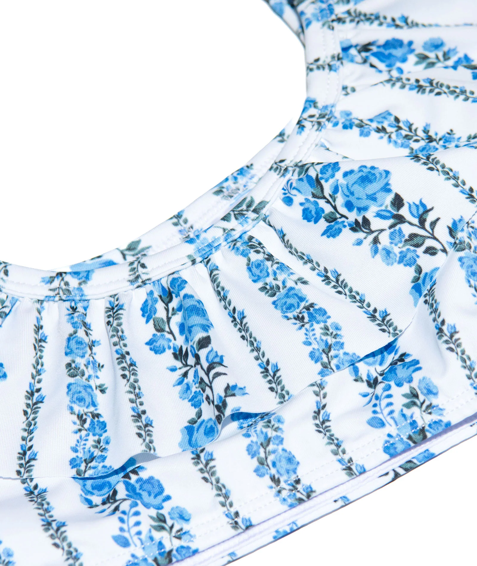 FBZ Girls Blue Stripe Floral Ruffle Bikini - Image 9