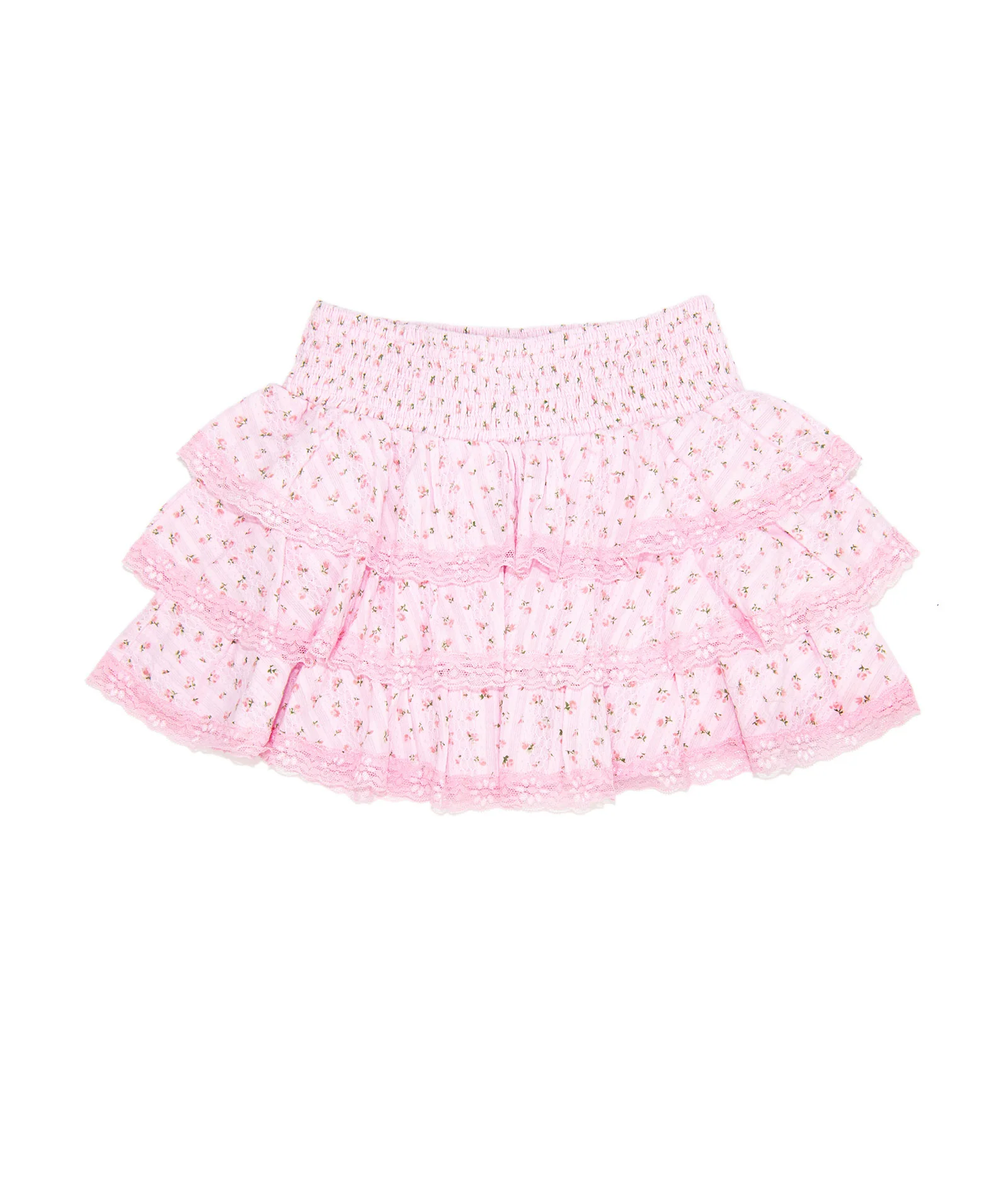 FBZ Girls Cameron Pink Floral Lace 3 Ruffle Skirt - Image 5