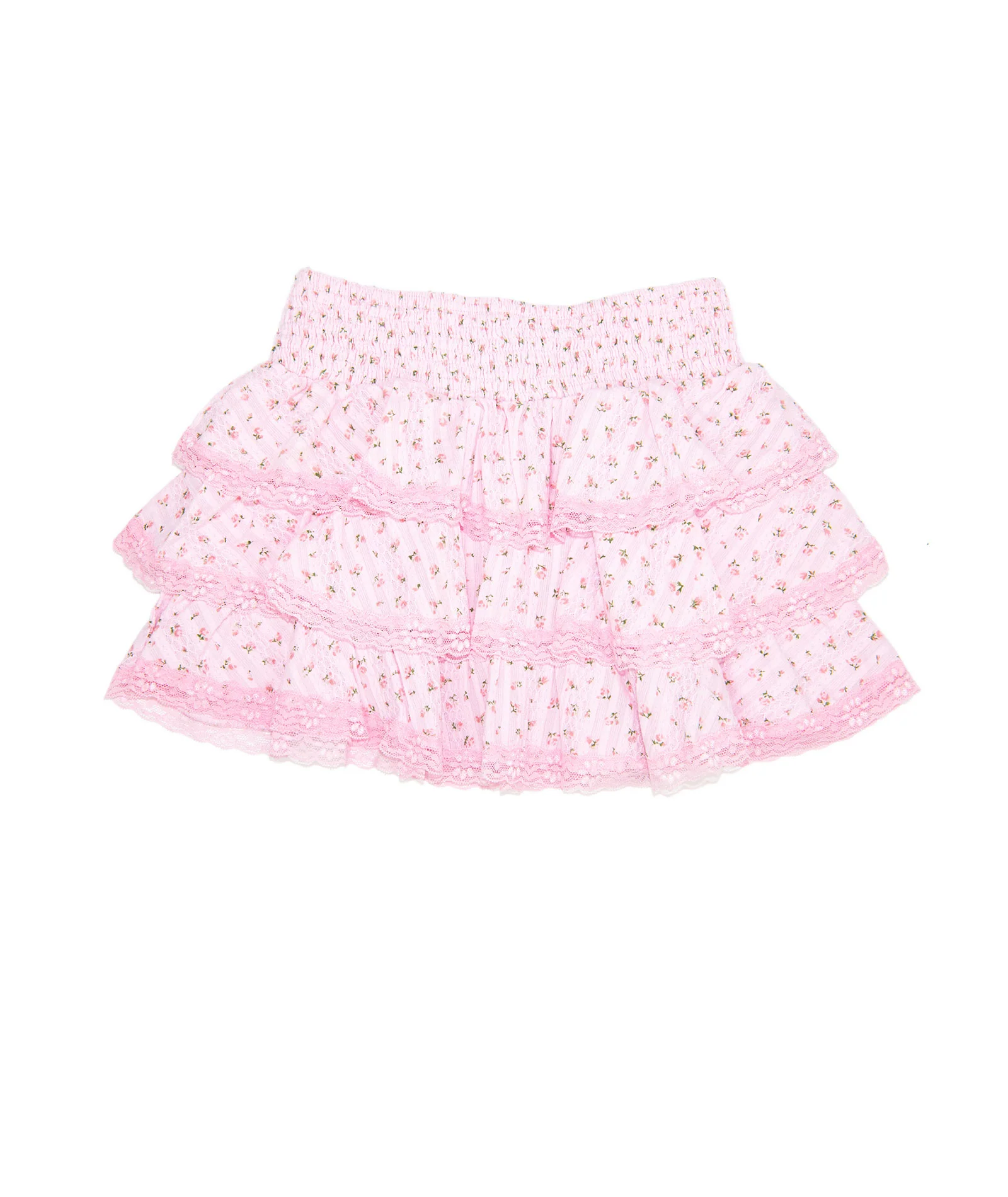 FBZ Girls Cameron Pink Floral Lace 3 Ruffle Skirt - Image 6