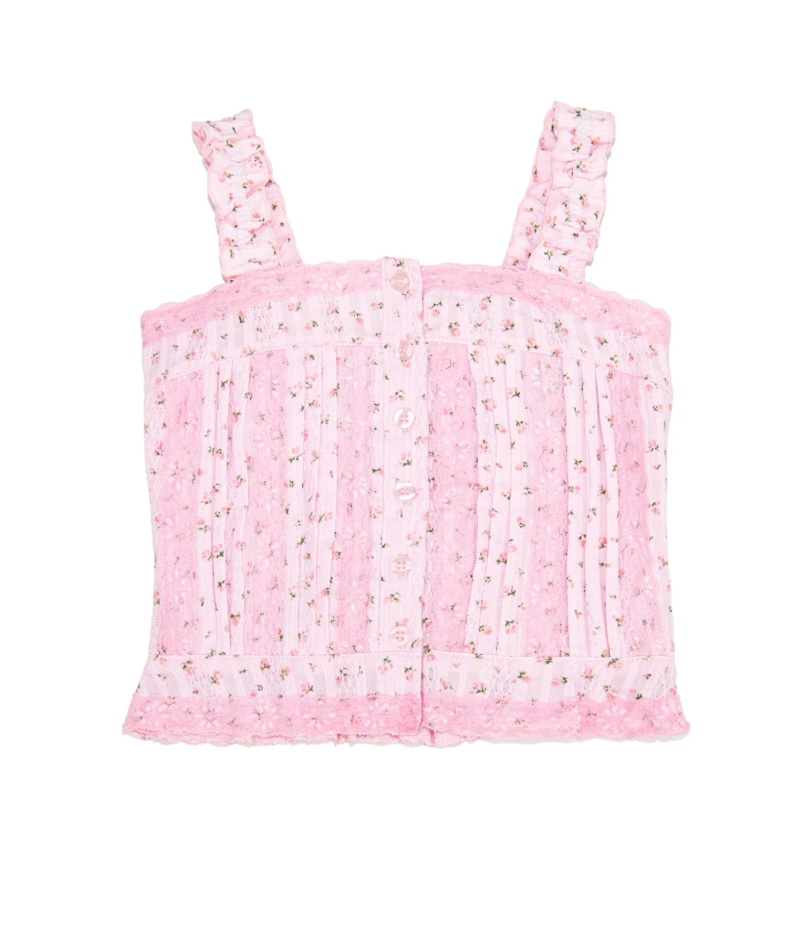 FBZ Girls Cameron Pink Floral Lace Tank - Image 4