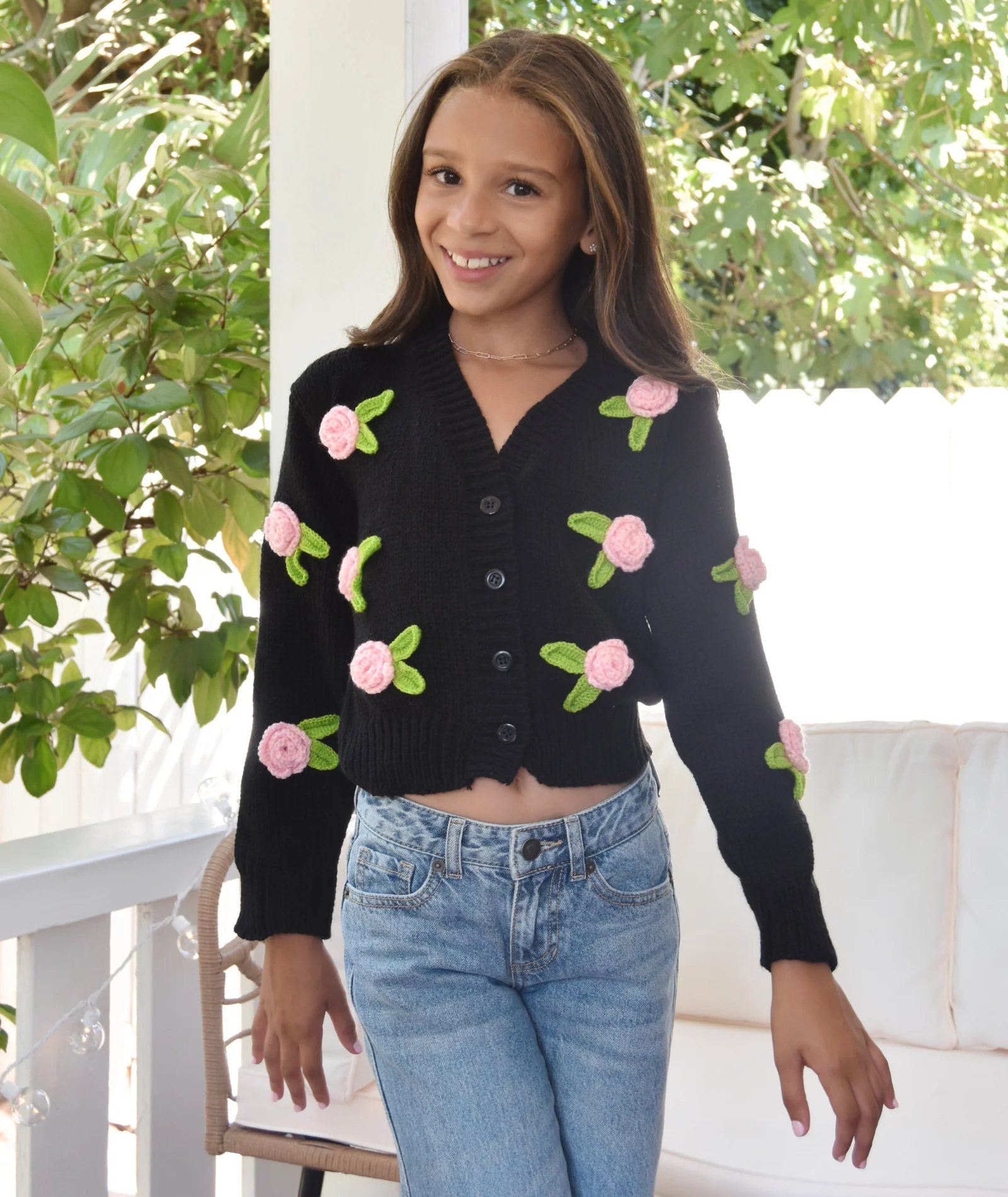 FBZ Girls Chandler Flower Cardigan - Image 2