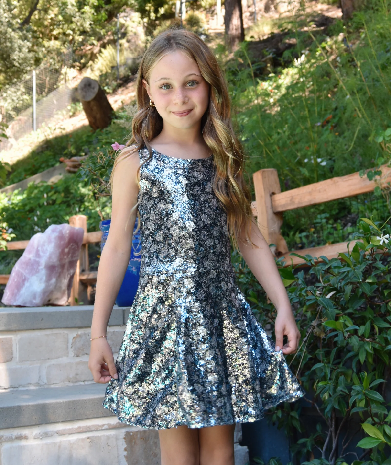 FBZ Girls Constance Grey/Blue Swing Dress - Image 2