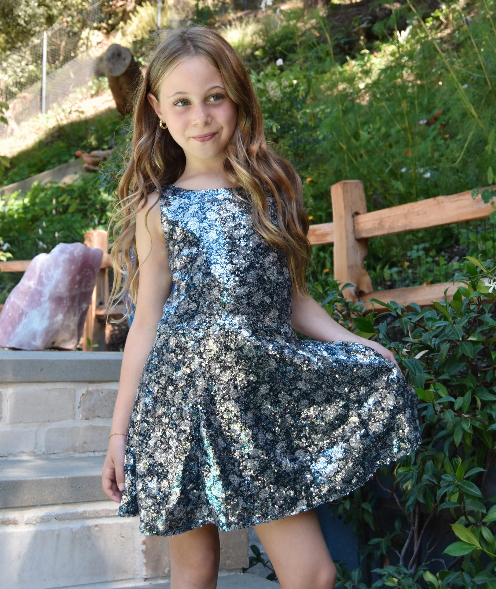 FBZ Girls Constance Grey/Blue Swing Dress - Image 3