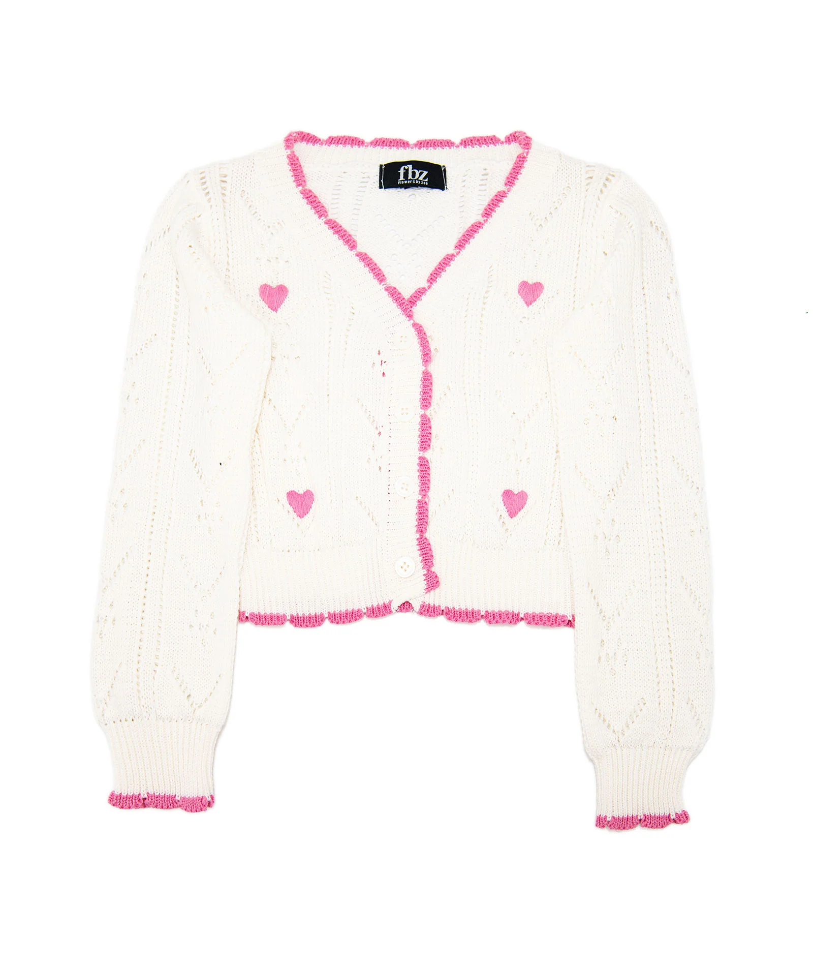 FBZ Girls Lucie Crochet Pink Heart Cardigan - Image 3