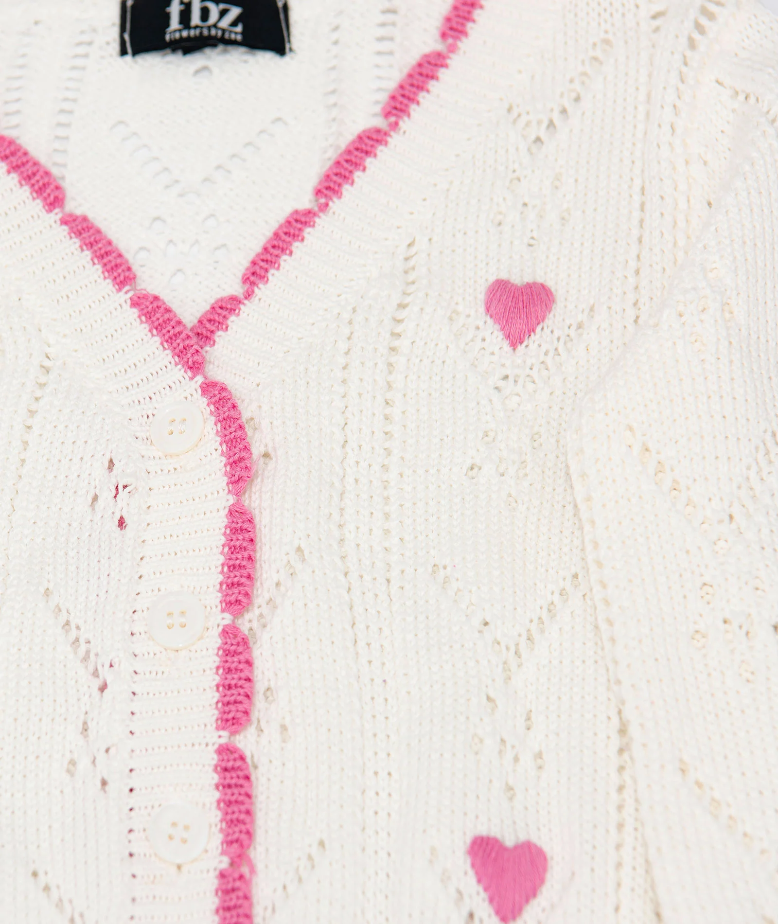 FBZ Girls Lucie Crochet Pink Heart Cardigan - Image 5