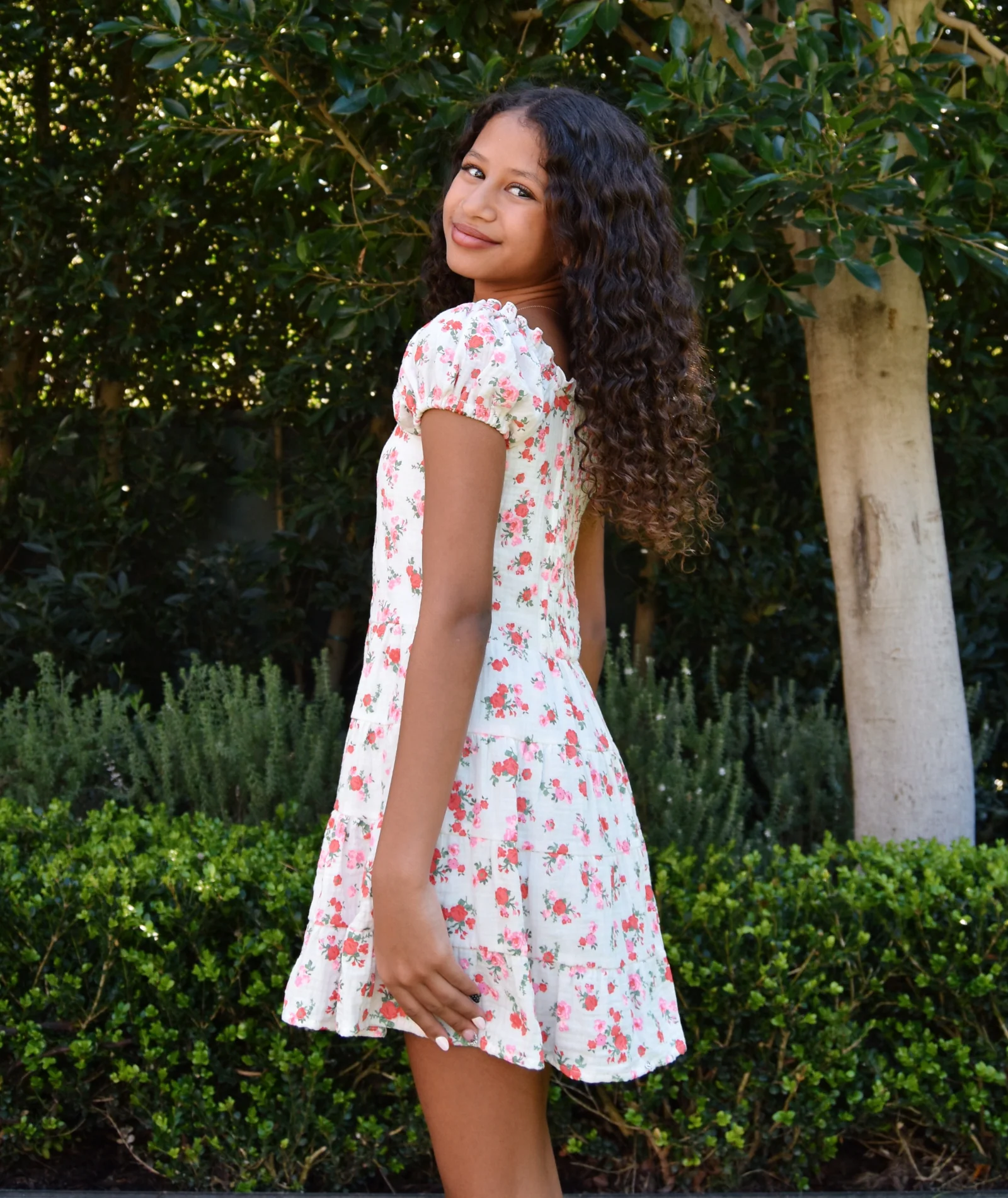 FBZ Girls Dara Red Short Sleeve Floral Dress - Image 4