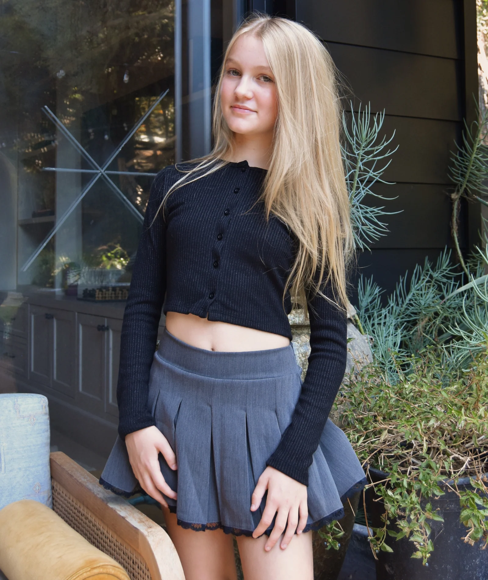 FBZ Girls Elin Gabardine Skirt With Lace - Image 3
