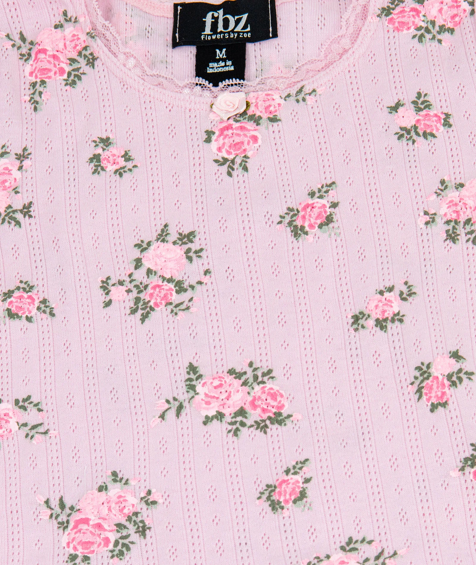 FBZ Girls Emily Pointelle Pink Lace Floral Tee - Image 2
