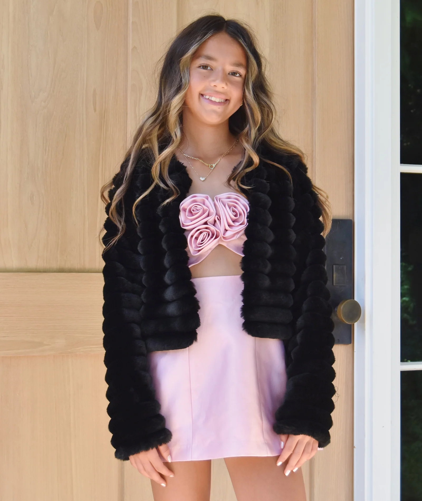 FBZ Girls Fancy Faux Fur Jacket - Image 5