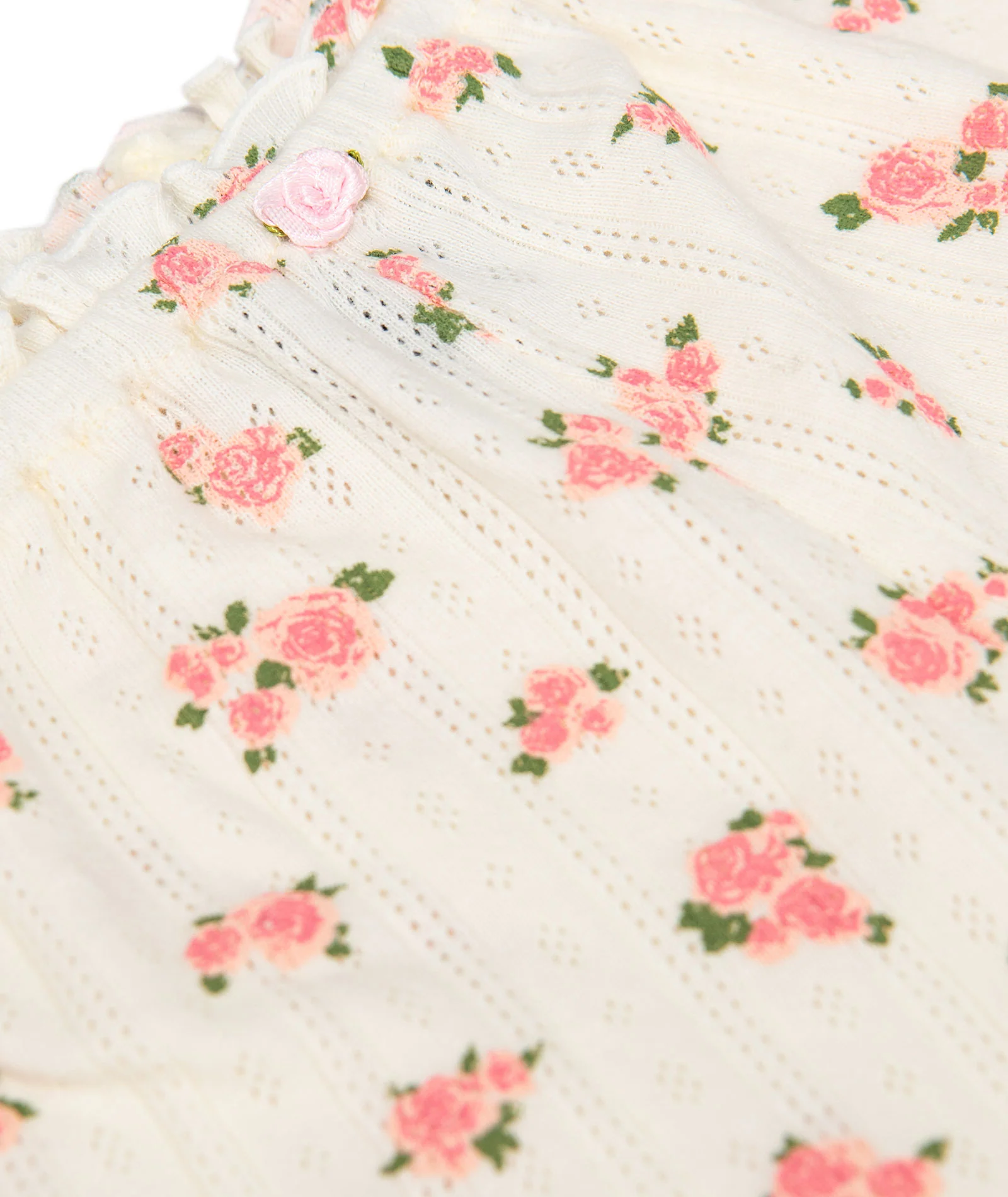 FBZ Girls Mae Peach Floral Pointelle Shorts - Image 2