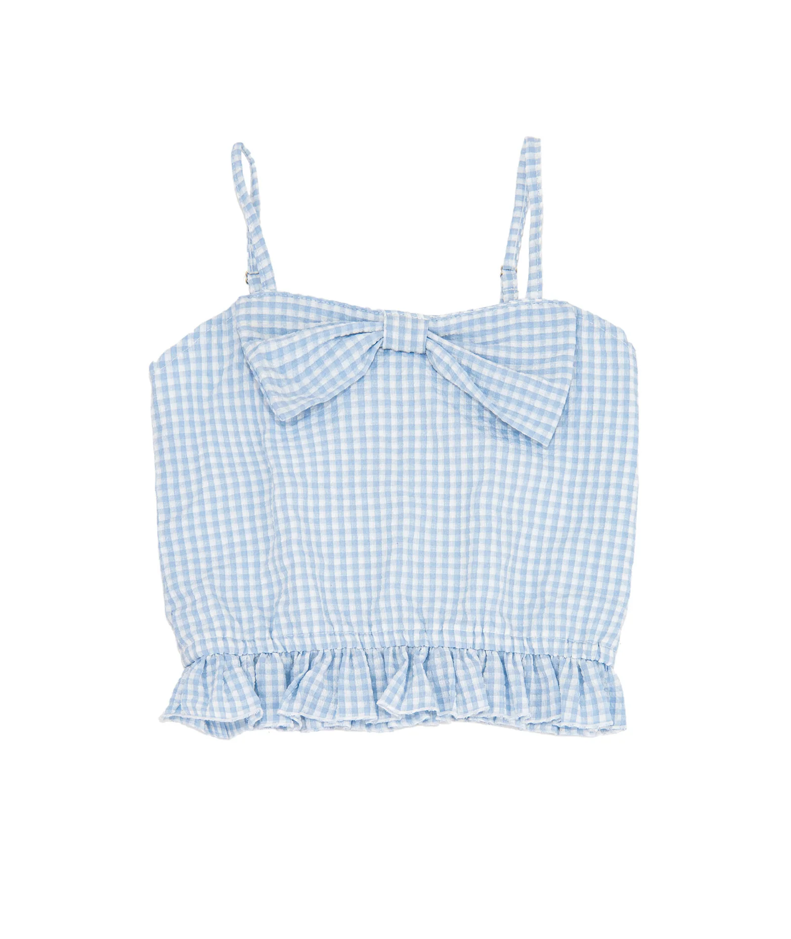 FBZ Girls Saylor Blue Gingham Bow Top - Image 5