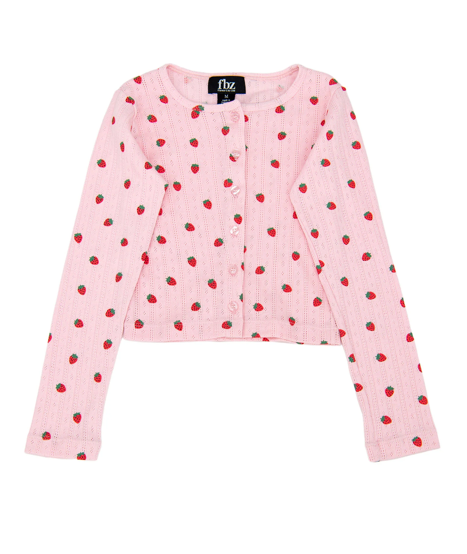 FBZ Girls Strawberry Pointelle Cardigan - Image 3