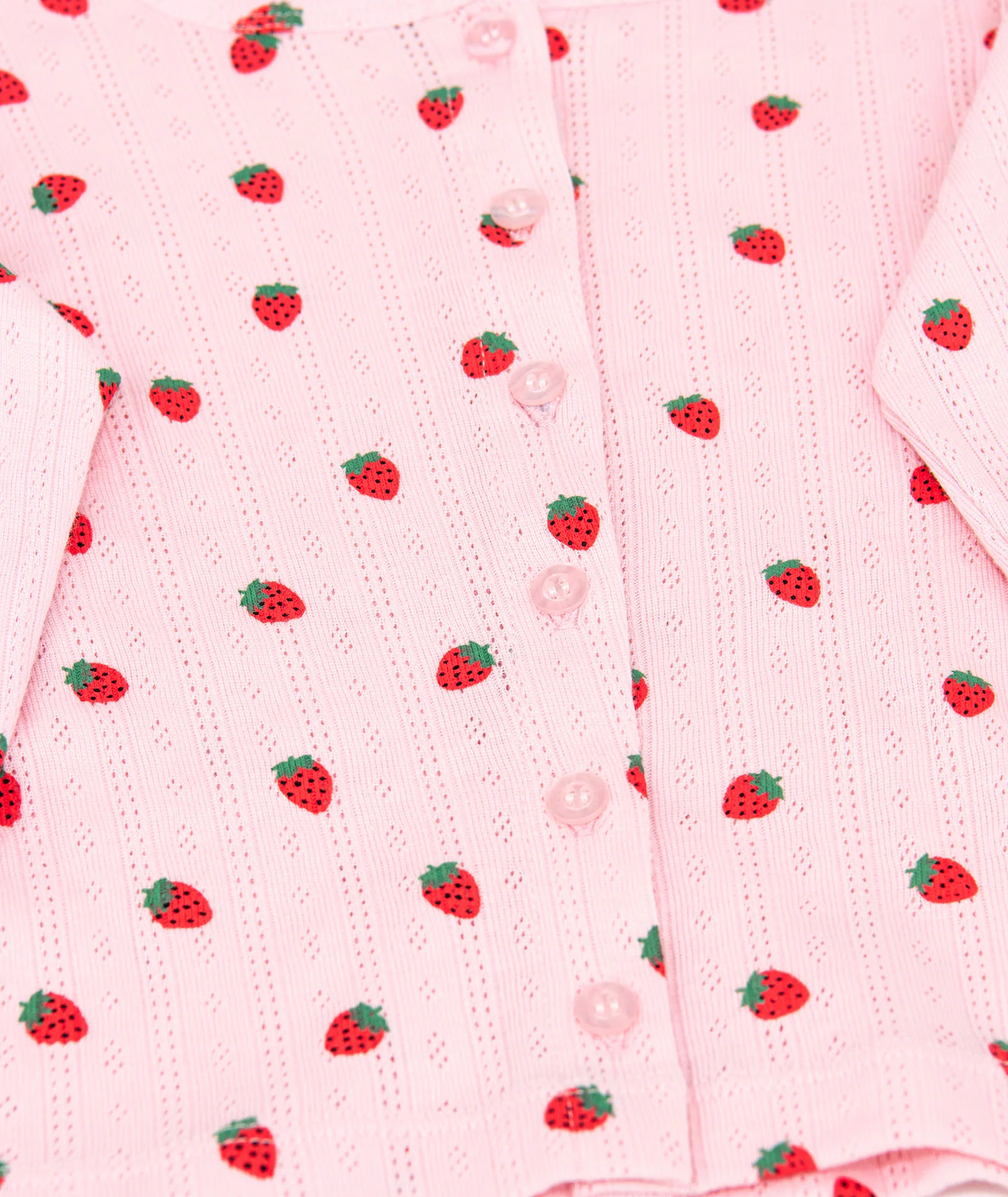 FBZ Girls Strawberry Pointelle Cardigan - Image 4