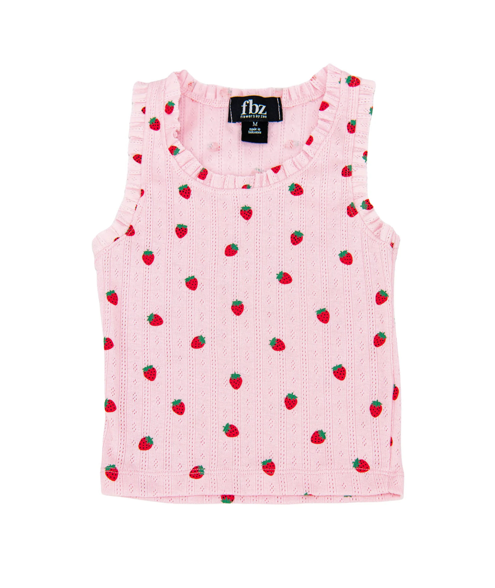 FBZ Girls Strawberry Pointelle Ruffle Tank - Image 4